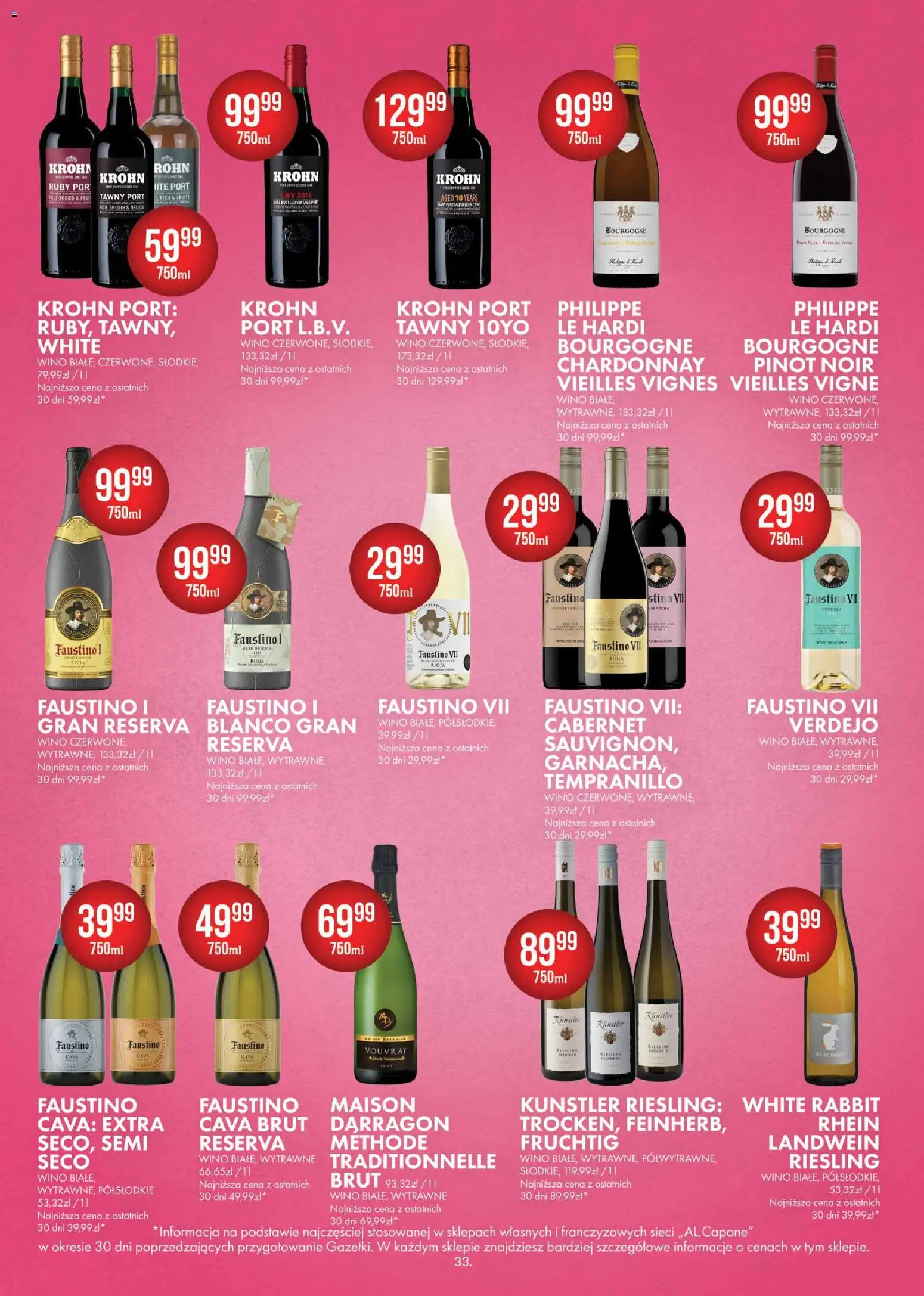 Al.Capone gazetka od 09.03.2026 | Strona: 33 | Produkty: Riesling, Chardonnay, Por, Wino