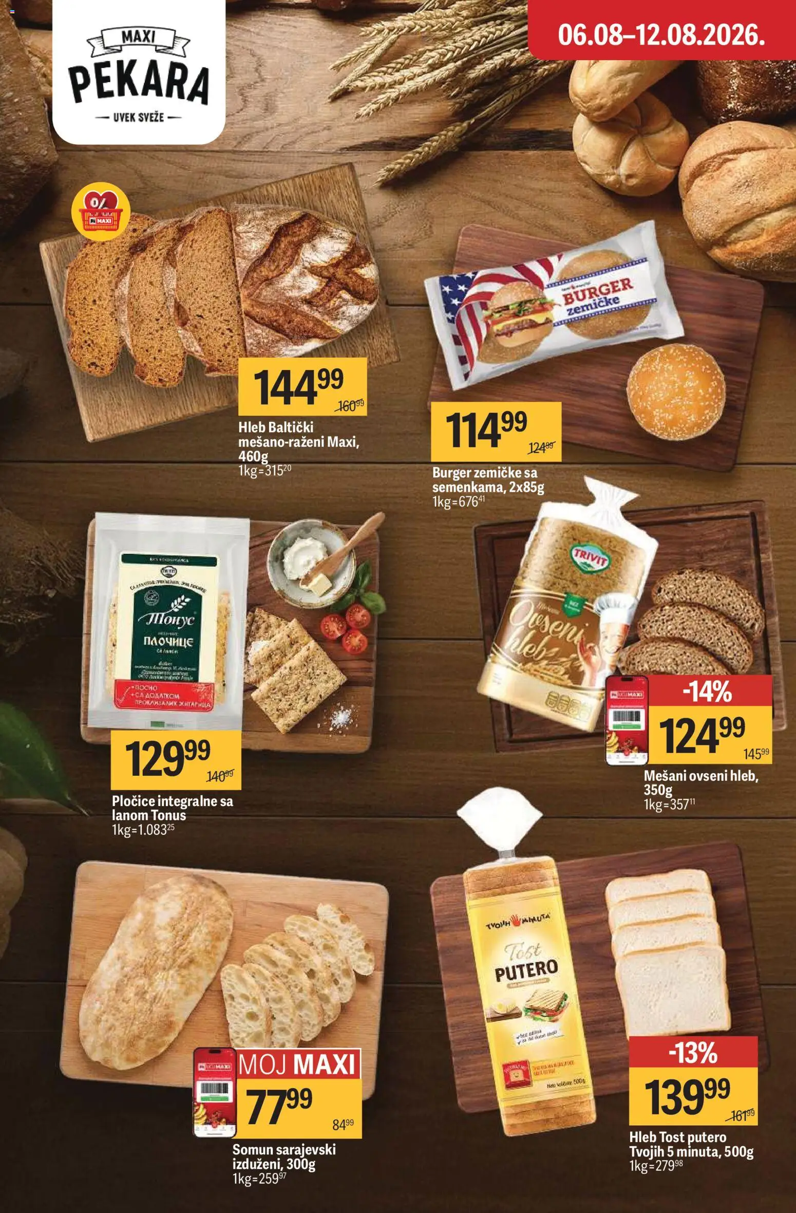 Maxi katalog - važi od 06.08.2026 | Strana: 12 | Proizvode: Pekara, Somun, Burger zemičke, Hleb