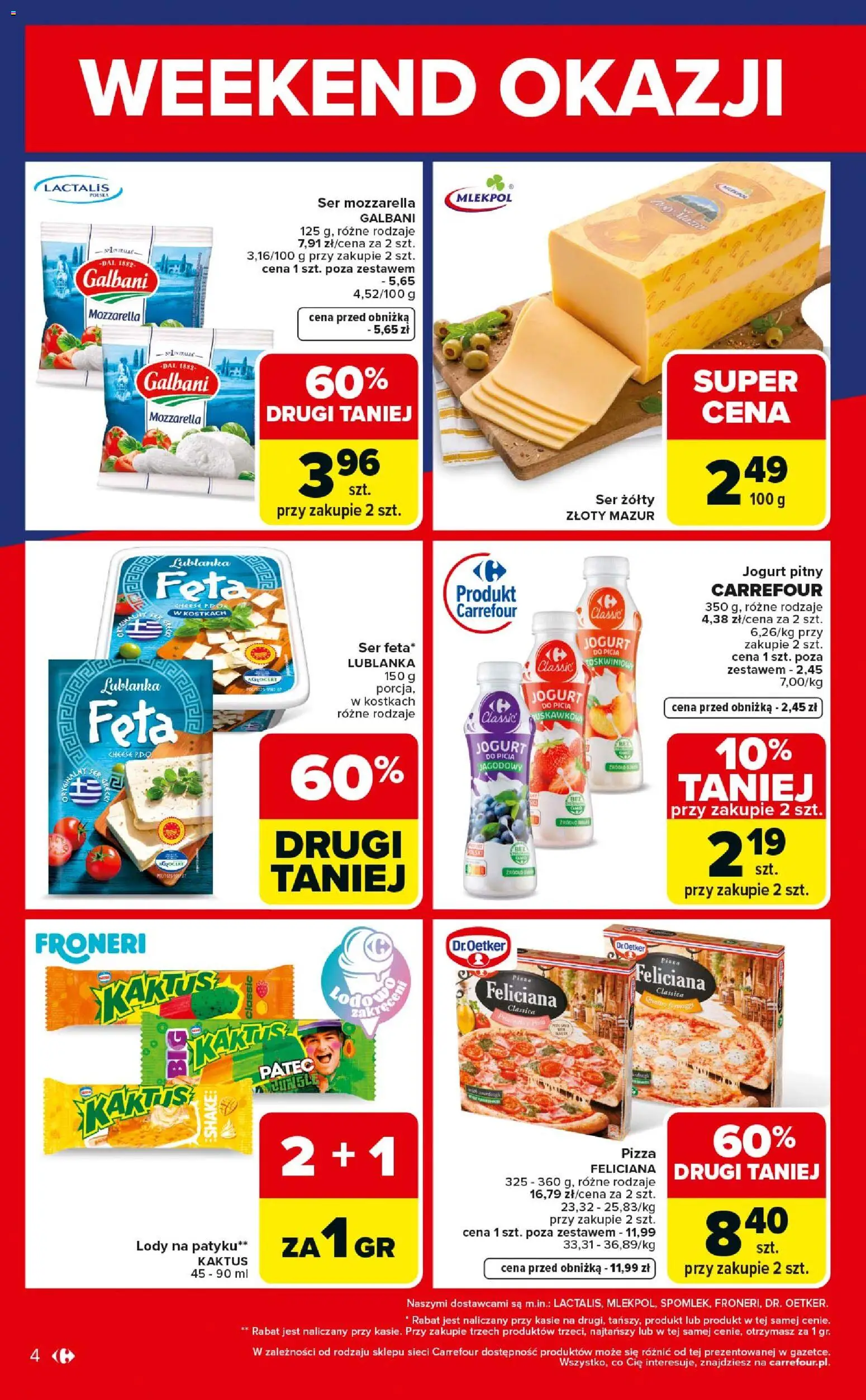 Carrefour gazetka - Weekend okazji od 07.05.2026 | Strona: 4 | Produkty: Jogurt pitny, Ser, Jogurt, Mozzarella
