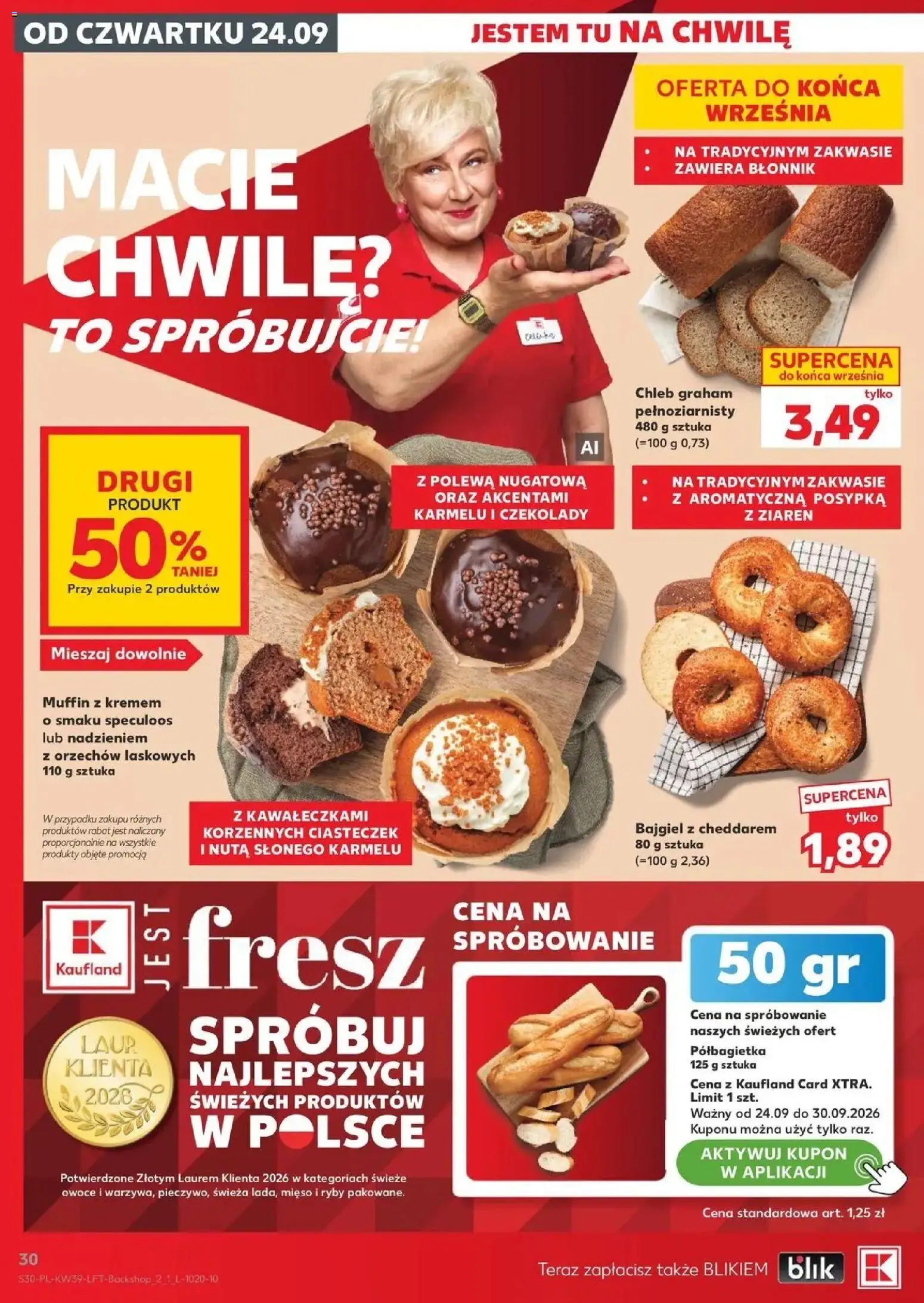 Kaufland gazetka od 24.09.2026 | Strona: 30 | Produkty: Mięso, Ryby, Chleb graham, Owoce