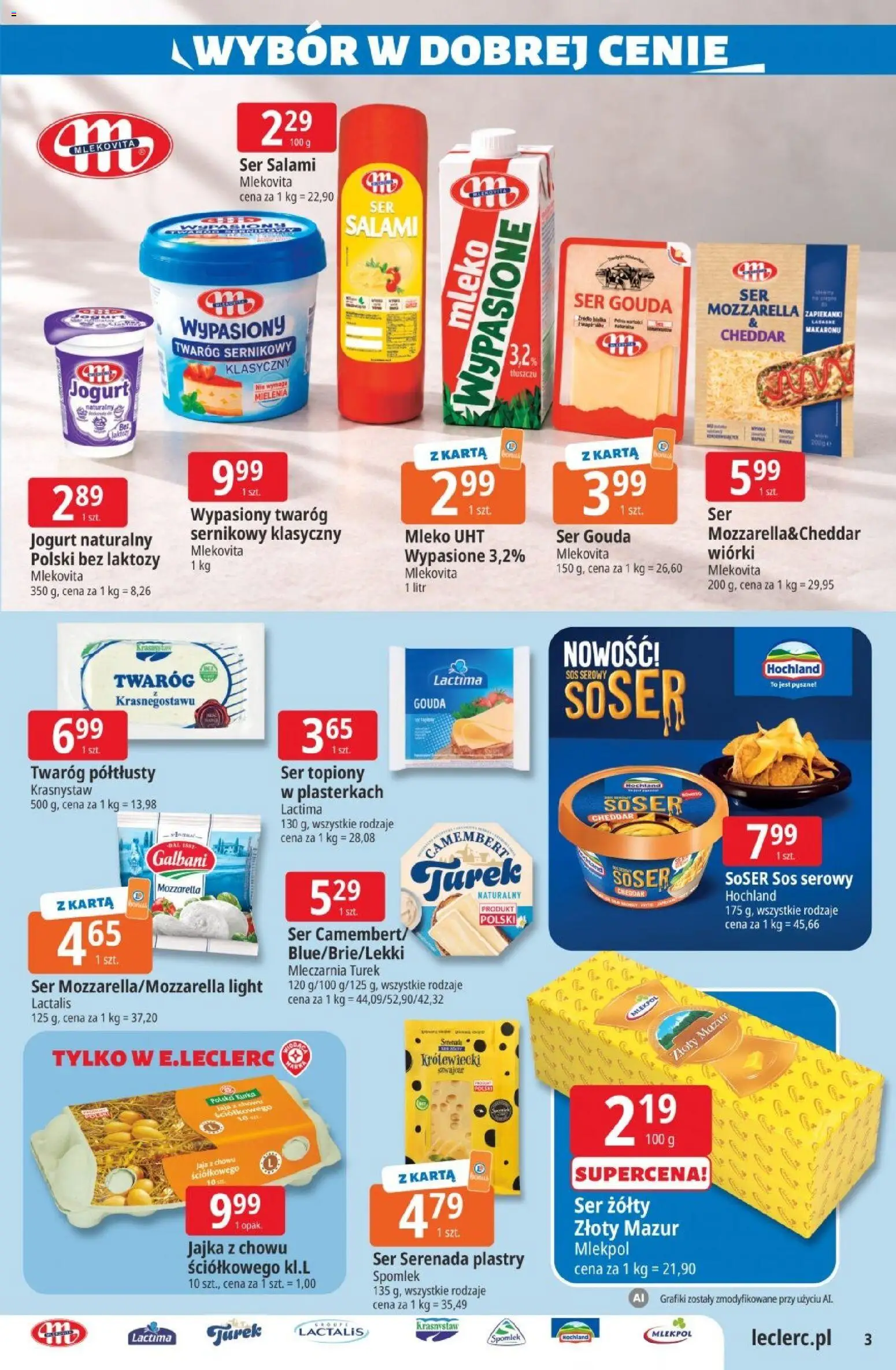 E.Leclerc - Ulotka od 03.11.2026 | Strona: 3 | Produkty: Jogurt, Zapiekanki, Sos, Ser gouda