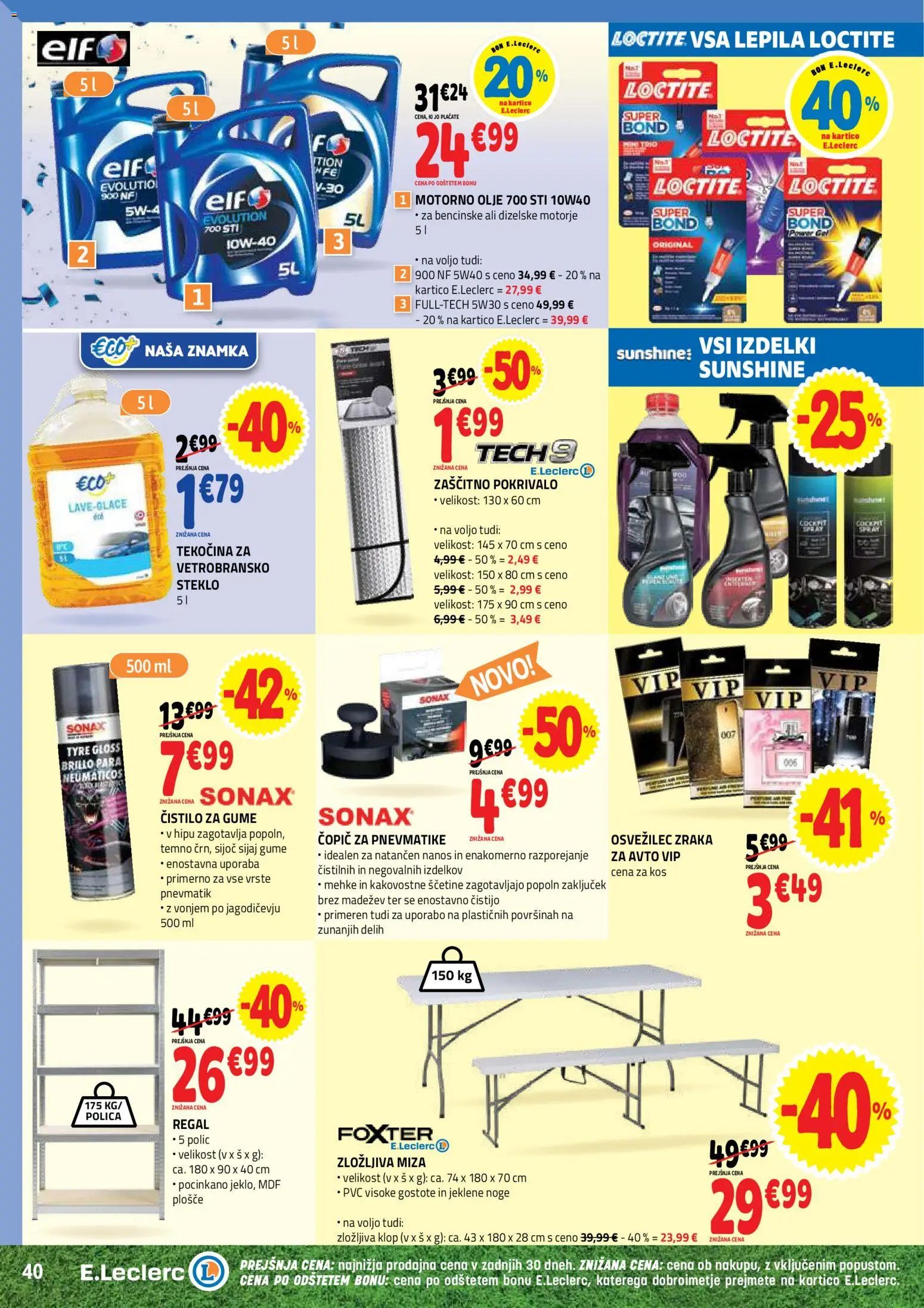 Novi E.leclerc katalog ponudbe – veljaven od 03.06.2026 | Stran: 40 | Izdelki: Miza, Copic, Olje, Regal