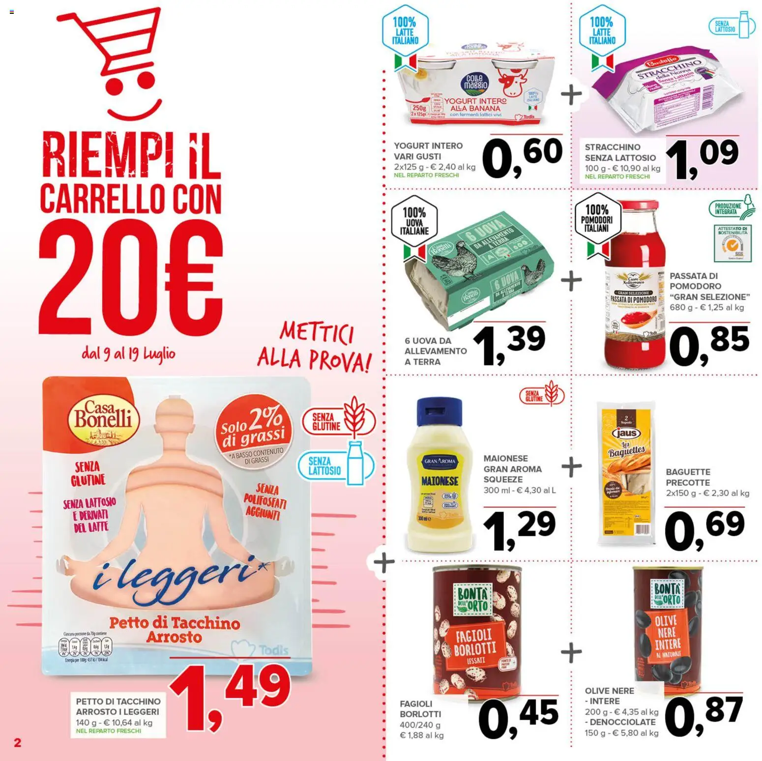 Volantino Todis del 09/07/2026 | Pagina: 2 | Prodotti: Yogurt, Fagioli, Maionese, Olive
