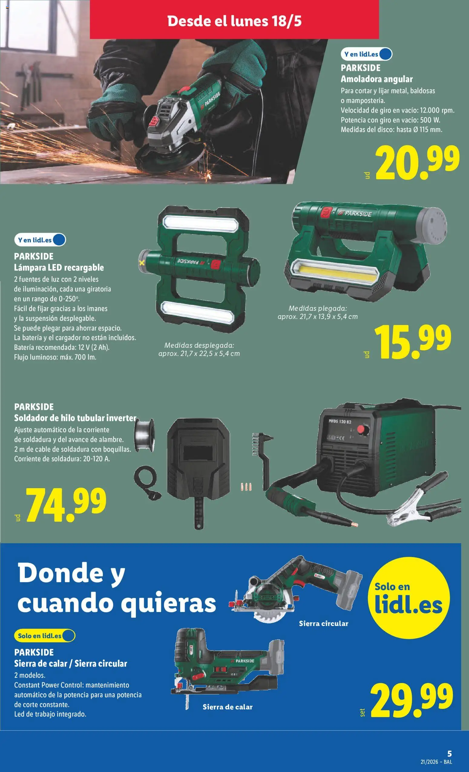 Lidl folleto de bazar │ válido desde el 18.05.2026 | Página: 15 | Productos: Cable, Disco, Batería, Lámpara