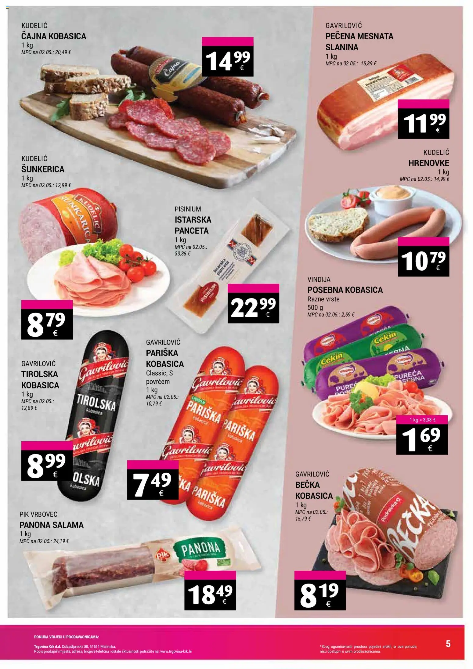 Trgovina Krk katalog | vrijedi od 16.05.2026 | Stranica: 5 | Proizvodi: Salama, Hrenovke, Kobasica, Pik Vrbovec