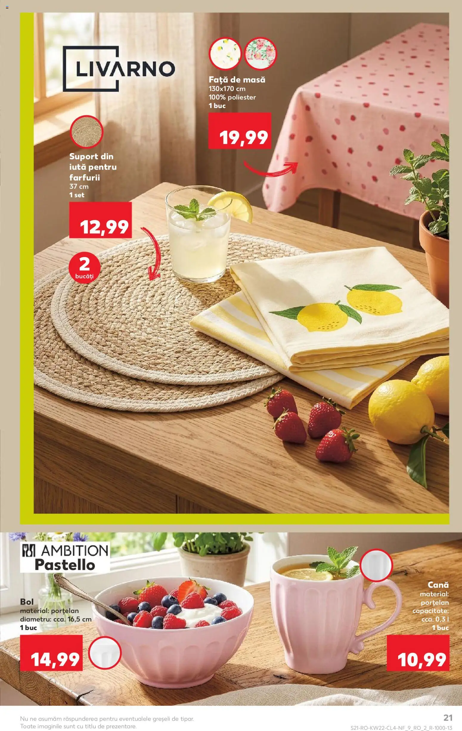 Noul catalog Kaufland – valabil de la 27.05.2026 | Pagină: 21 | Produse: Față de masă, Bol, Masă
