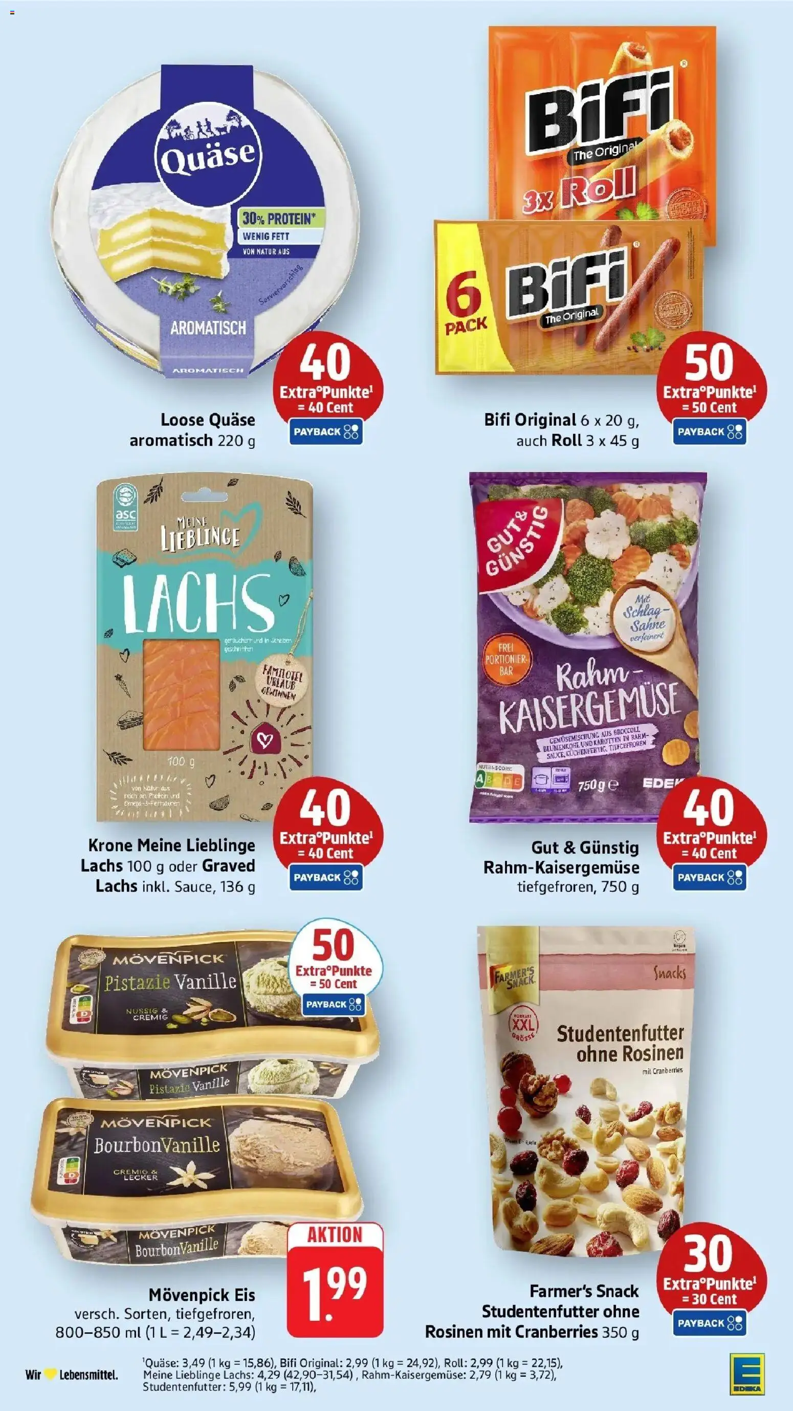 E center Prospekt Lahr (ab 19.10.2026) zum Blättern | Seite: 52 | Produkte: Bifi, Movenpick eis, Rosinen, Blumenkohl