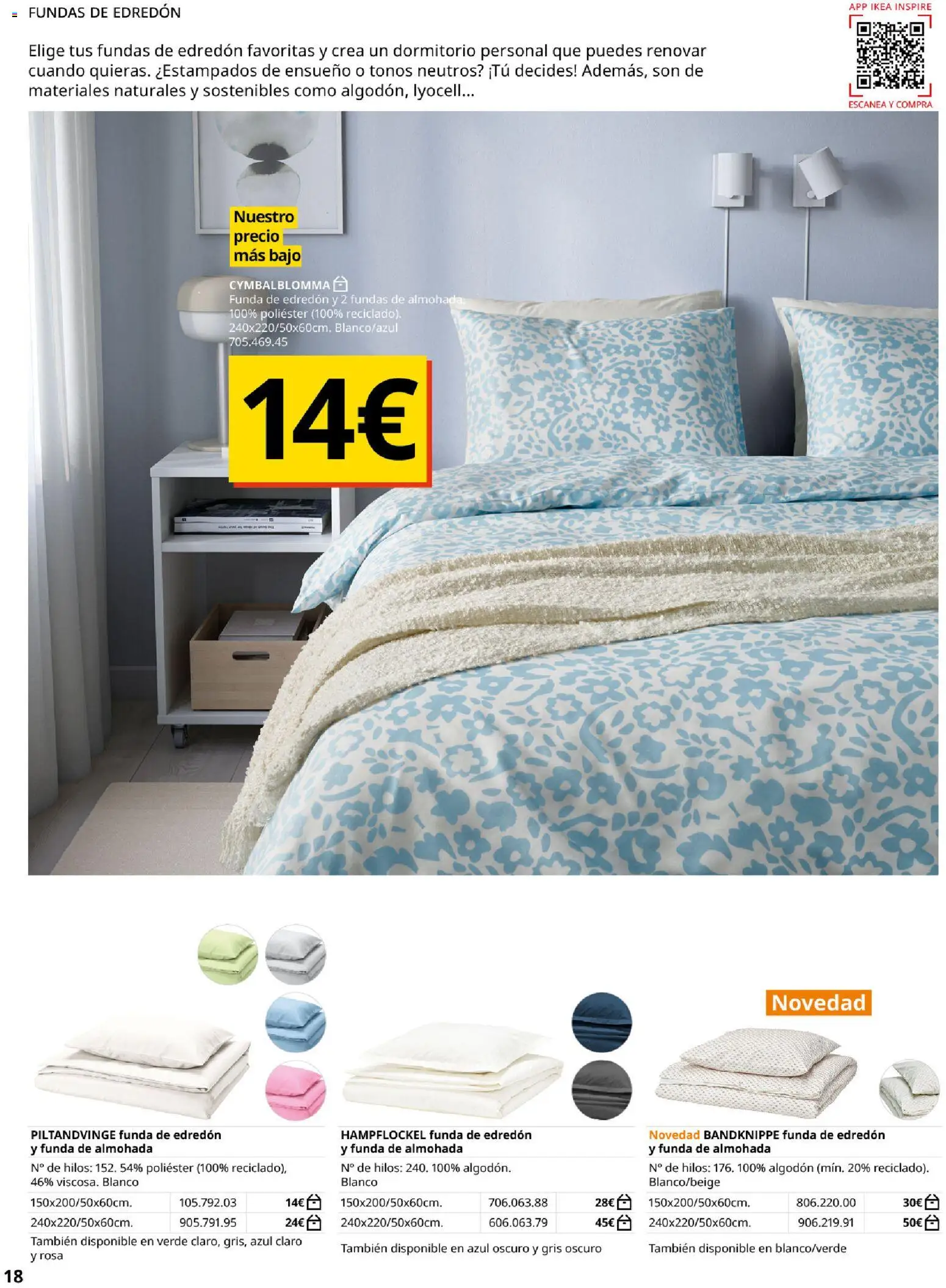Catálogo IKEA Ropa de Cama │ válido desde el 01/02/2026 | Página: 18 | Productos: Edredón, Funda, Algodón, Almohada