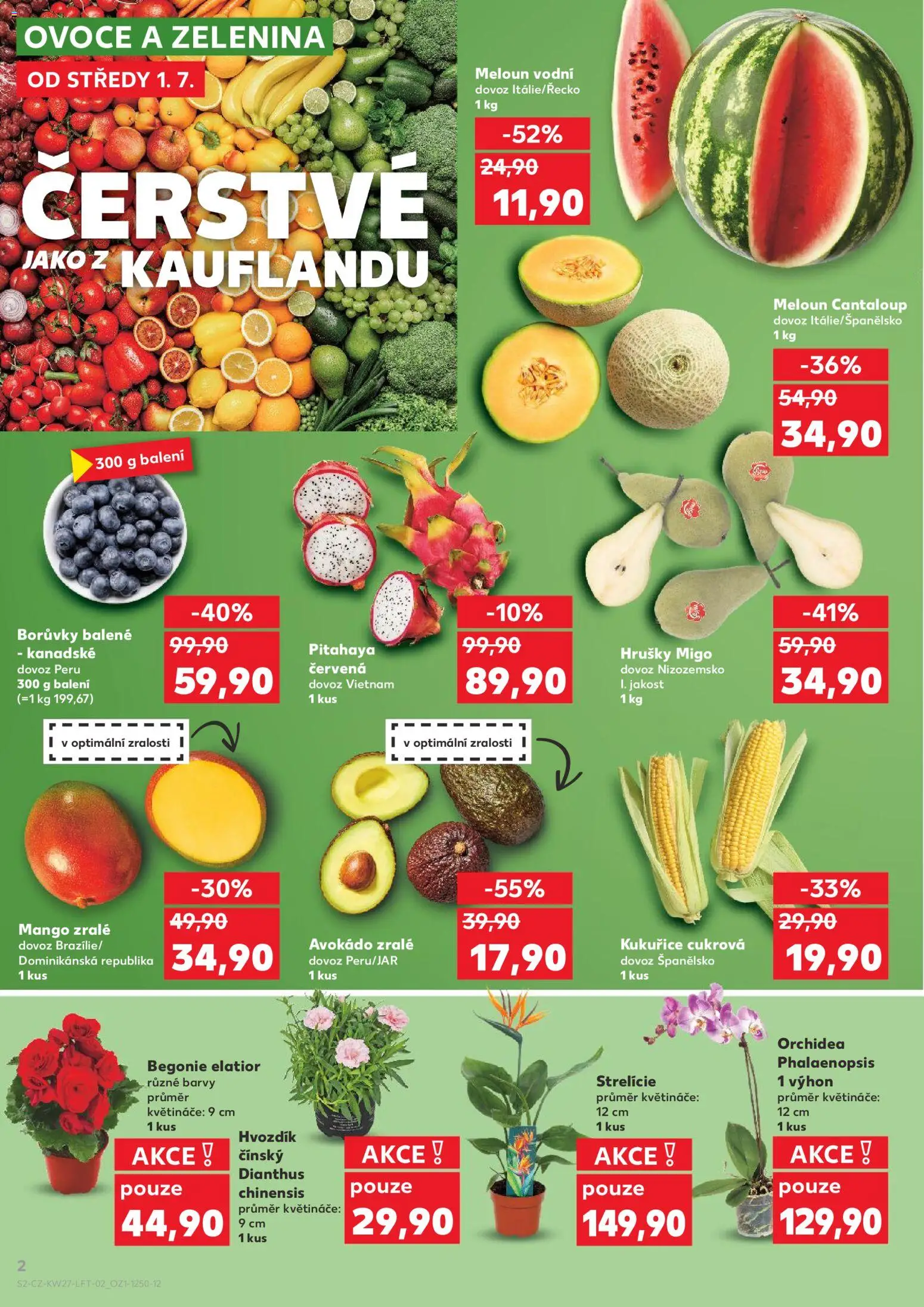 Kaufland leták - Plzeň od 01.07.2026 | Strana: 2 | Produkty: Meloun, Mango, Květináče, Avokádo