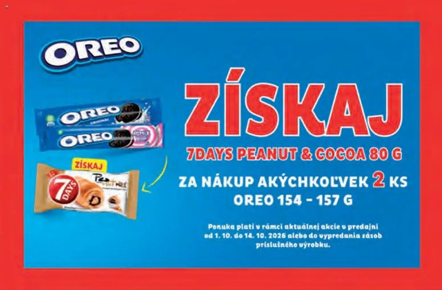 Nové Sintra akcie – leták je platný od 01.10.2026 | Strana: 1 | Produkty: Oreo