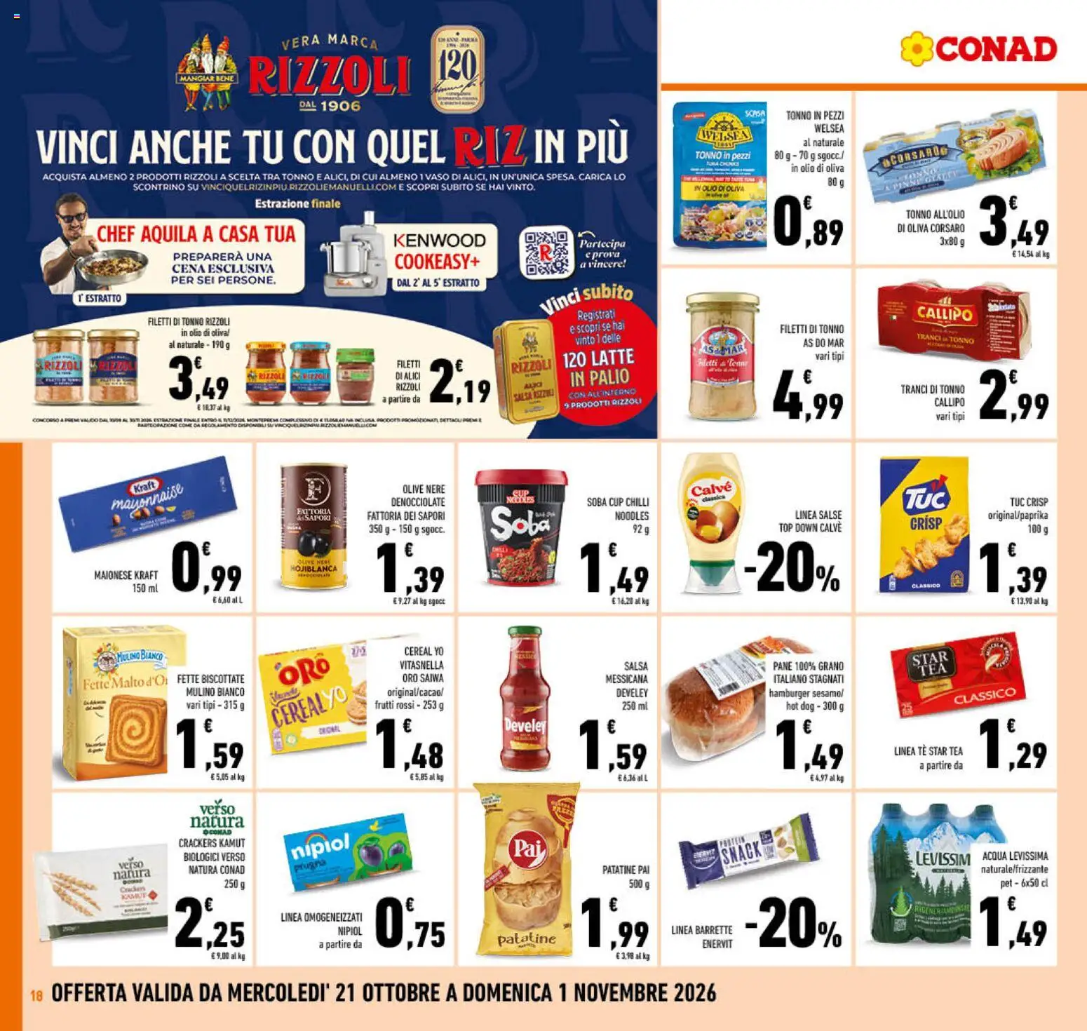 Volantino Conad del 21/10/2026 | Pagina: 18 | Prodotti: Acqua, Salsa, Crackers, Tonno al naturale