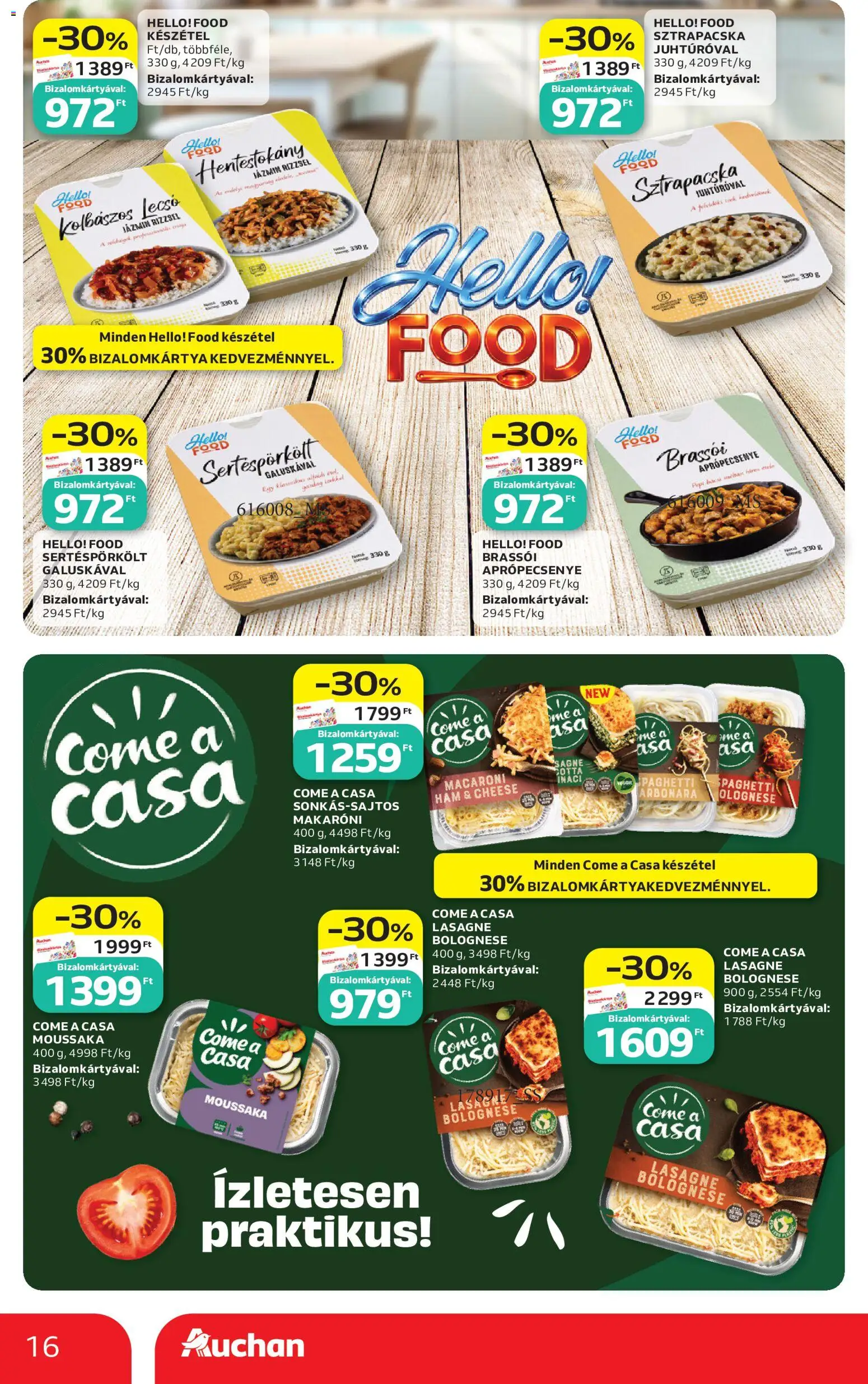 Auchan akciós ujság - amely érvényes a következő dátumtól: 21.05.2026 | Oldal: 16 | Termékek: Lasagne, Készétel