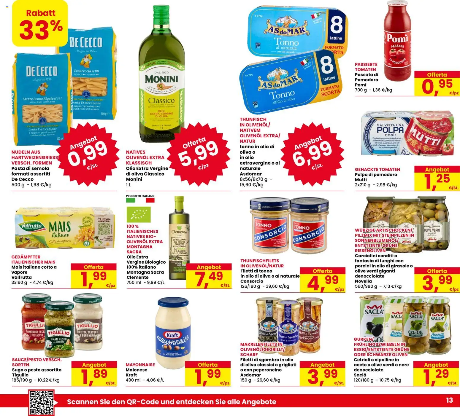 Volantino Eurospar del 20/08/2026 | Pagina: 13 | Prodotti: Olio, Mais, Semola, Penne