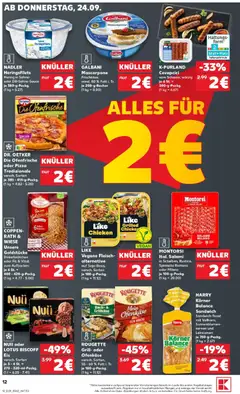 Kaufland Prospekt Ahaus ab 21.09.2026 gültig | Seite: 24 | Produkte: Mascarpone, Cevapcici, Salami, Pizza