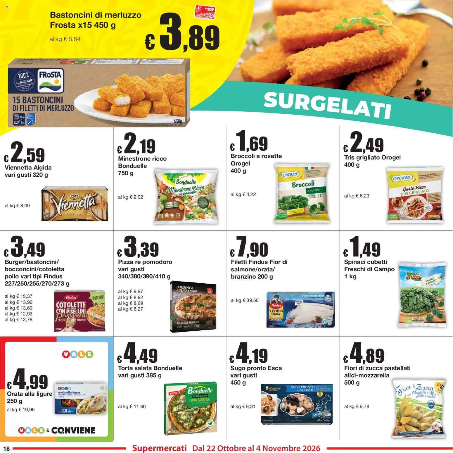 Volantino Sì con Te del 22/10/2026 | Pagina: 18 | Prodotti: Pollo, Branzino, Zucca, Torta