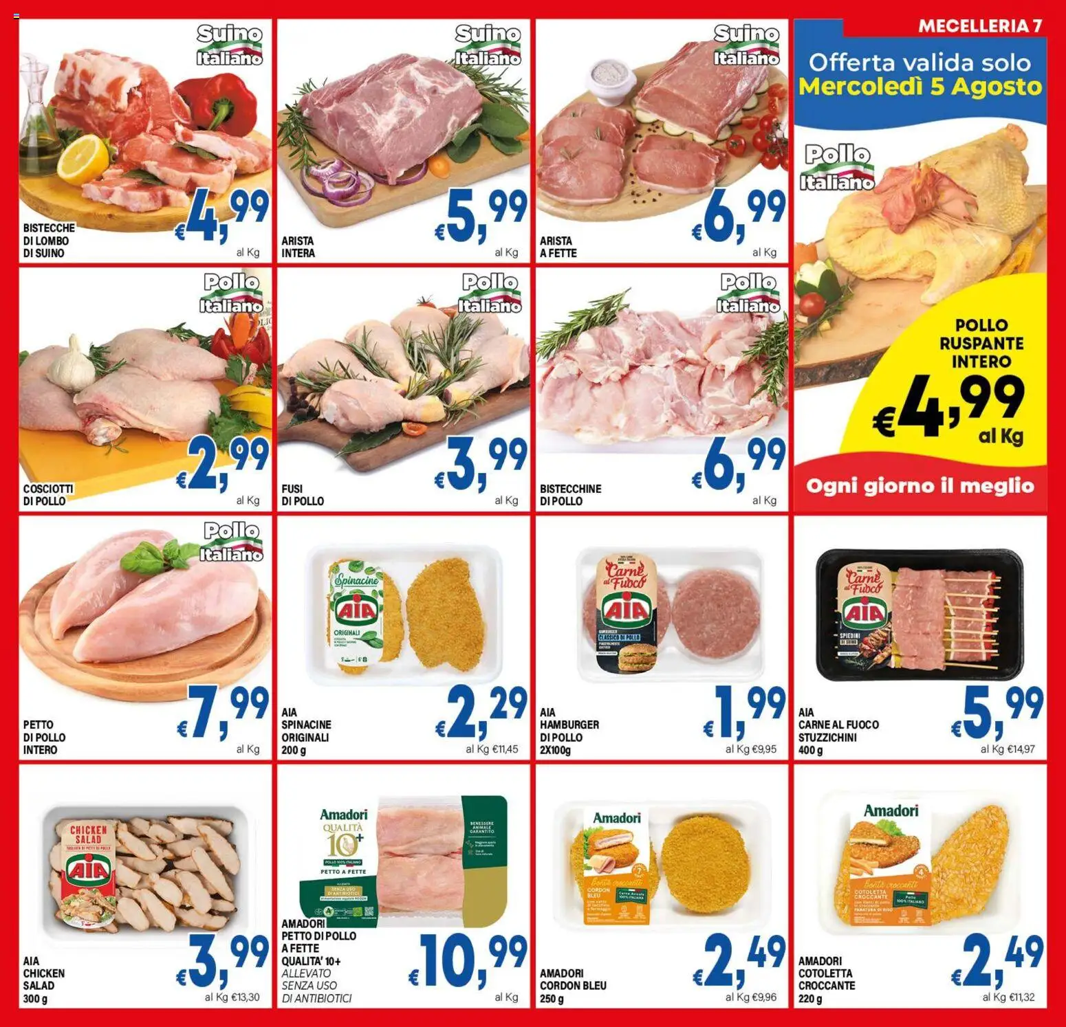 Volantino DEM del 31/07/2026 | Pagina: 7 | Prodotti: Pollo, Suino, Hamburger, Spiedini
