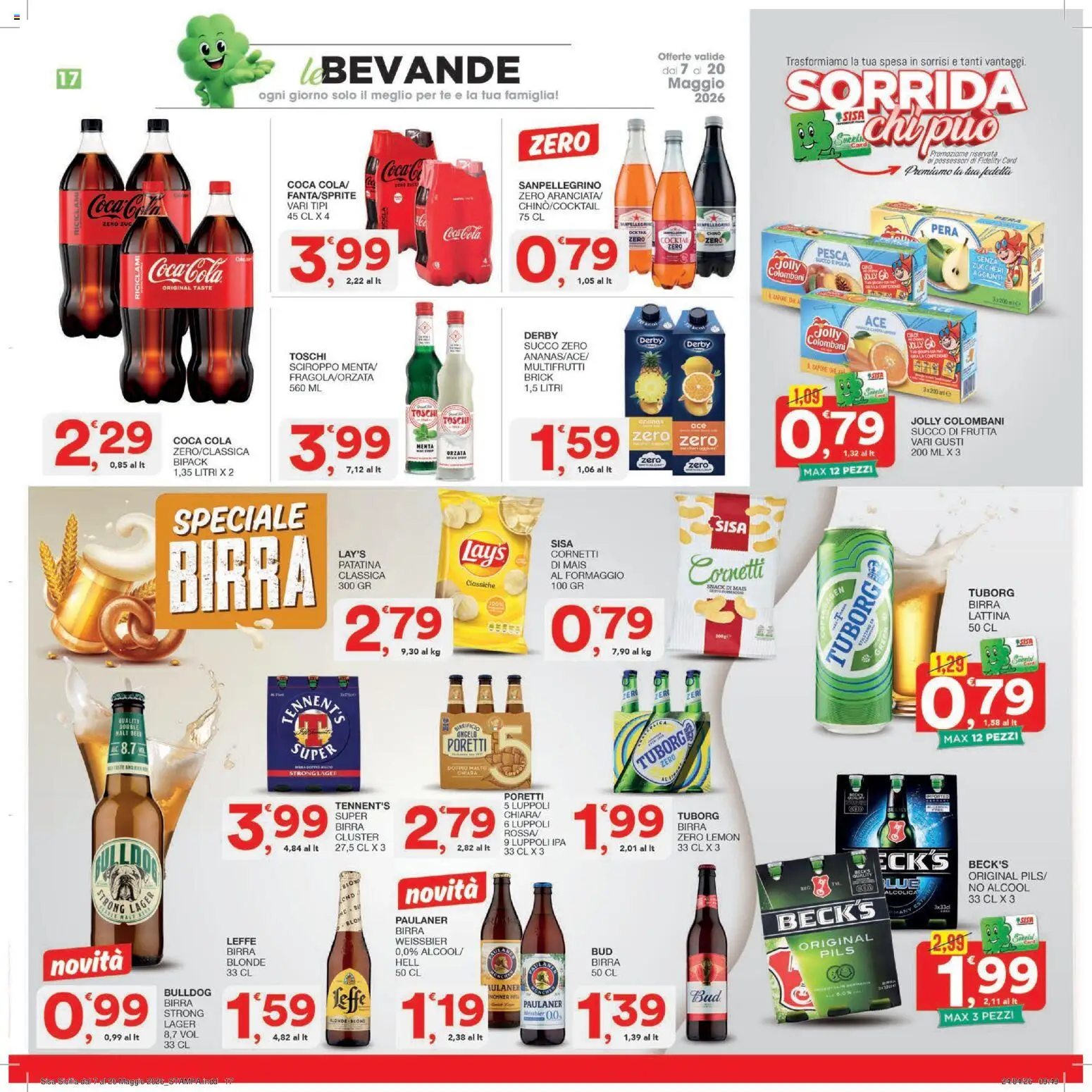Volantino SISA del 07.05.2026 | Pagina: 17 | Prodotti: Succo, Tè, Succo di frutta, Coca Cola