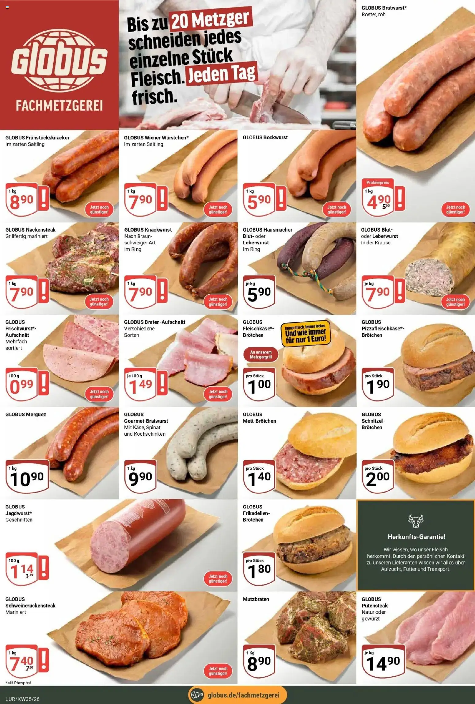 Globus Aktueller Prospekt (ab 24.08.2026) » Angebote online | Seite: 8 | Produkte: Bockwurst, Schnitzel, Fleisch