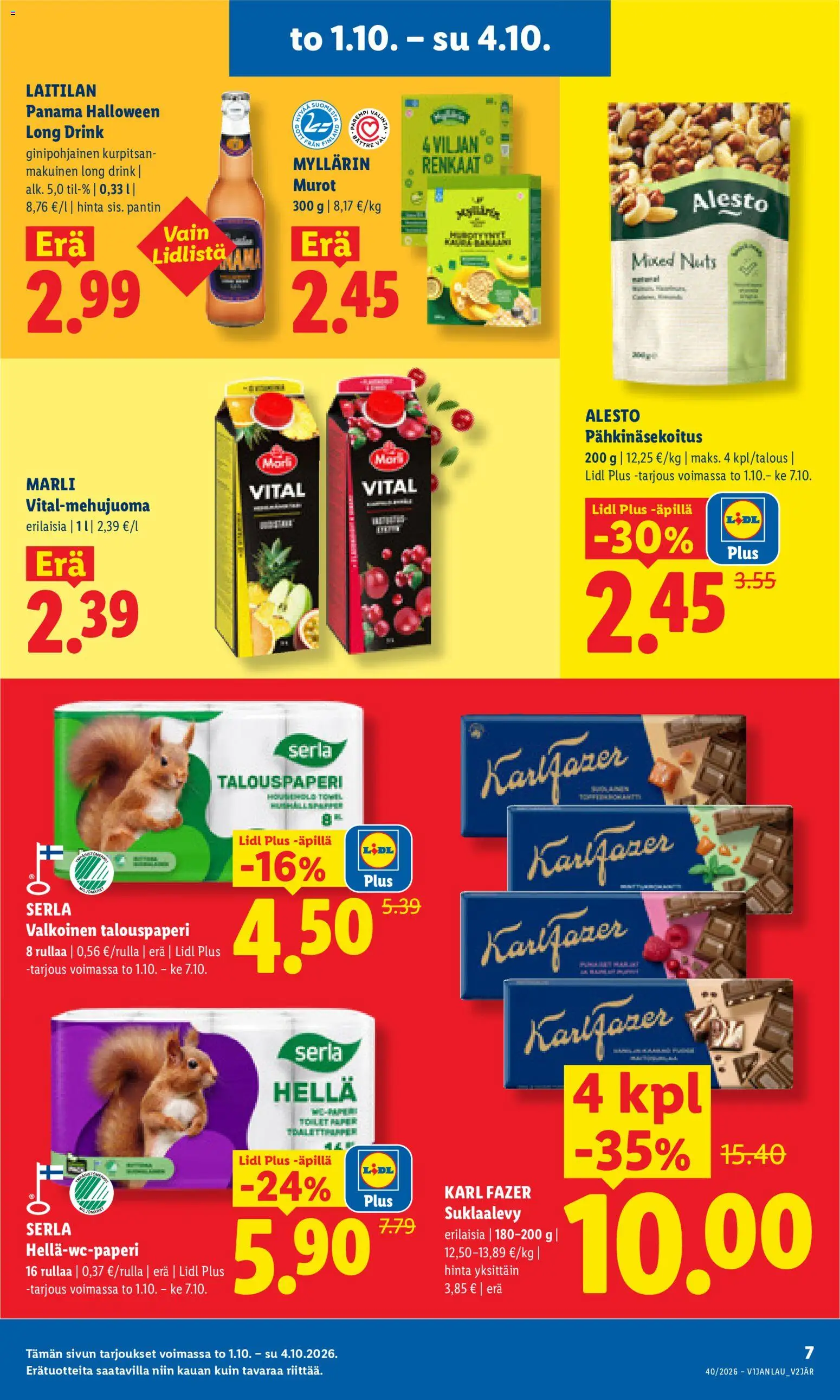 Lidl tarjoukset – voimassa 01/10/2026 alkaen | Sivu: 7 | Tuotteet: Hella, Murot
