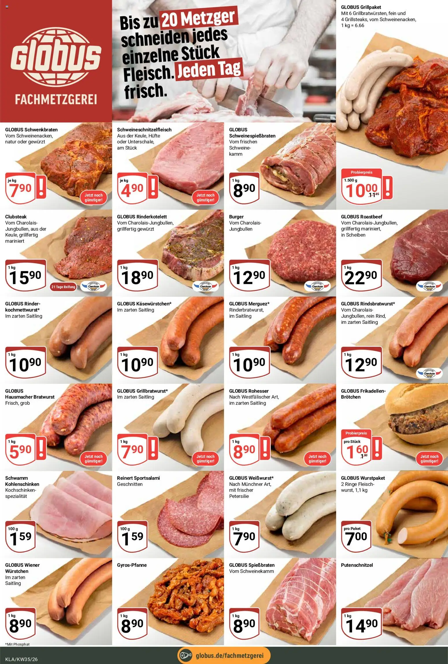 Globus Prospekt Kaiserslautern – gültig ab 24.08.2026 | Seite: 10 | Produkte: Bratwurst, Roastbeef, Putenschnitzel, Fleisch
