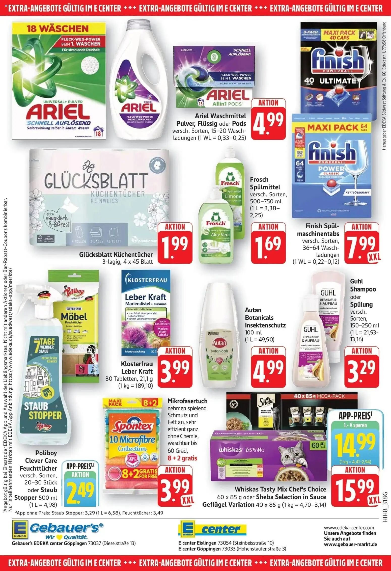 Edeka Prospekt Eislingen (ab 28.09.2026) » Angebote Online | Seite: 28 | Produkte: Sheba, Finish, Wasser, Waschmittel