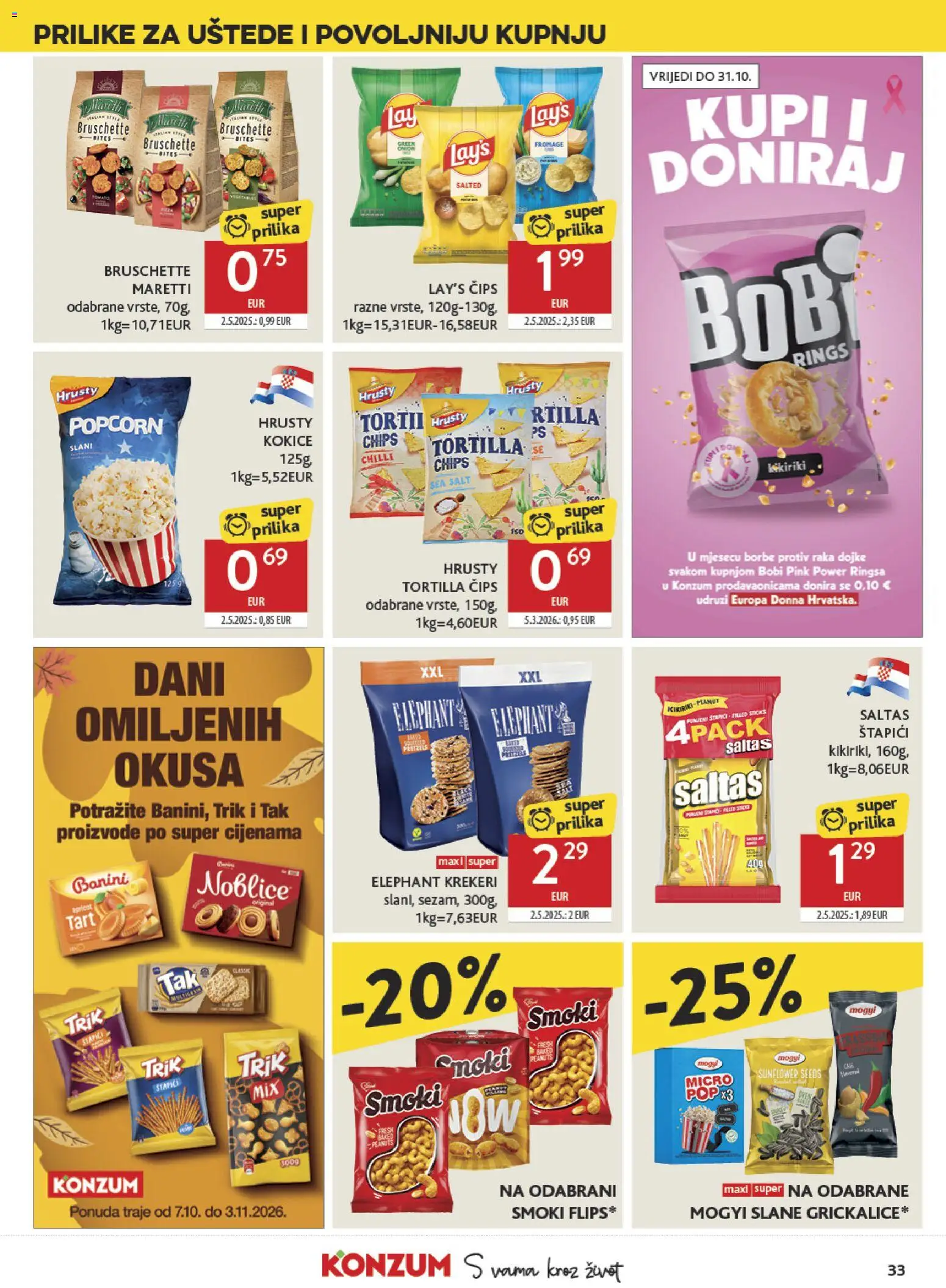 Konzum katalog | vrijedi od 07.10.2026 | Stranica: 33 | Proizvodi: Chips, Kokice, Bruschette, Bobi