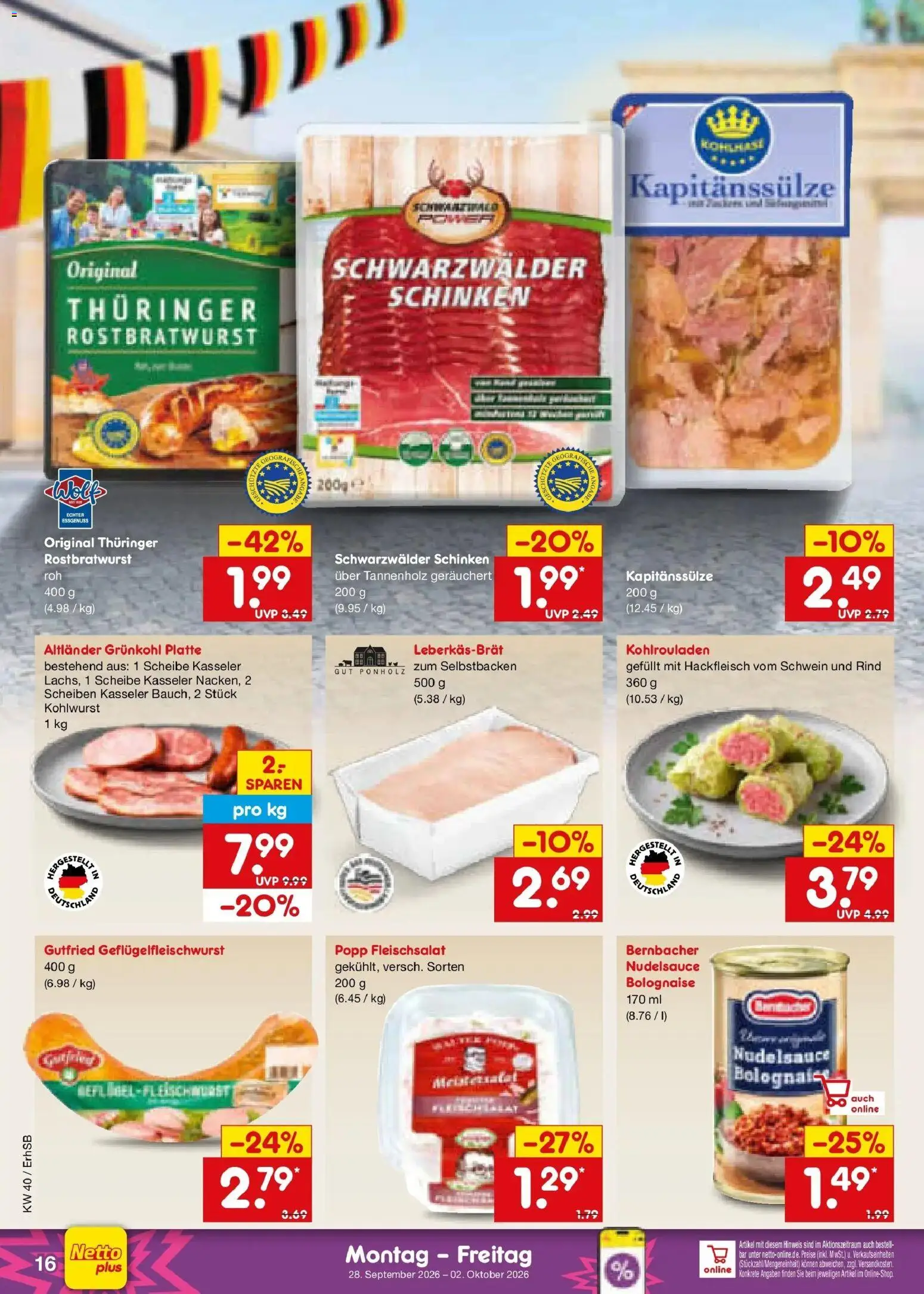 Netto Marken-Discount Prospekt Metten – gültig ab 28.09.2026 | Seite: 22 | Produkte: Schinken, Hackfleisch