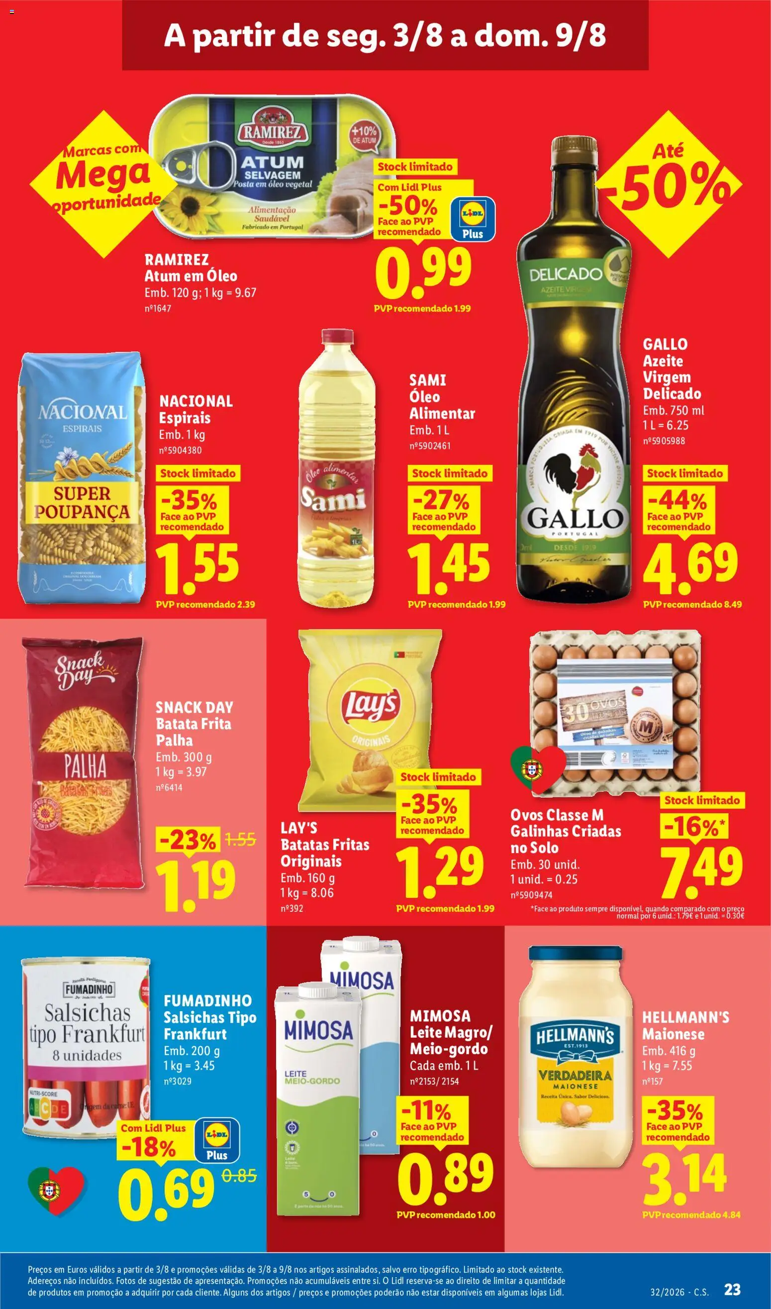 Lidl folheto │ válido de 03/08/2026 | Página: 23 | Produtos: Batata, Óleo alimentar, Batatas, Ovos