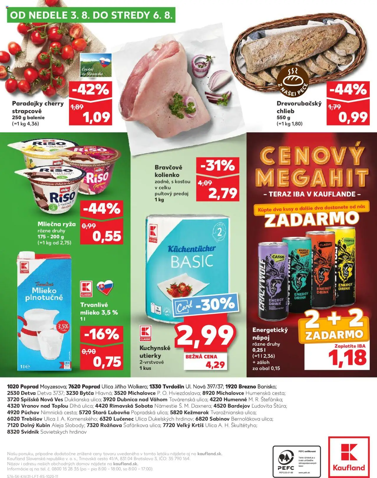 Nové Kaufland akcie – leták je platný od 31.07.2025 | Strana: 76 | Produkty: Mlieko, Paradajky, Trvanlivé mlieko, Energetický nápoj