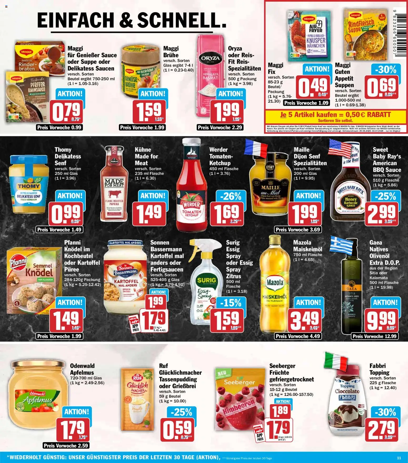 HIT Prospekt – gültig ab 29.06.2026 | Seite: 11 | Produkte: Olivenol, Gemüse, Maggi fix, Reis