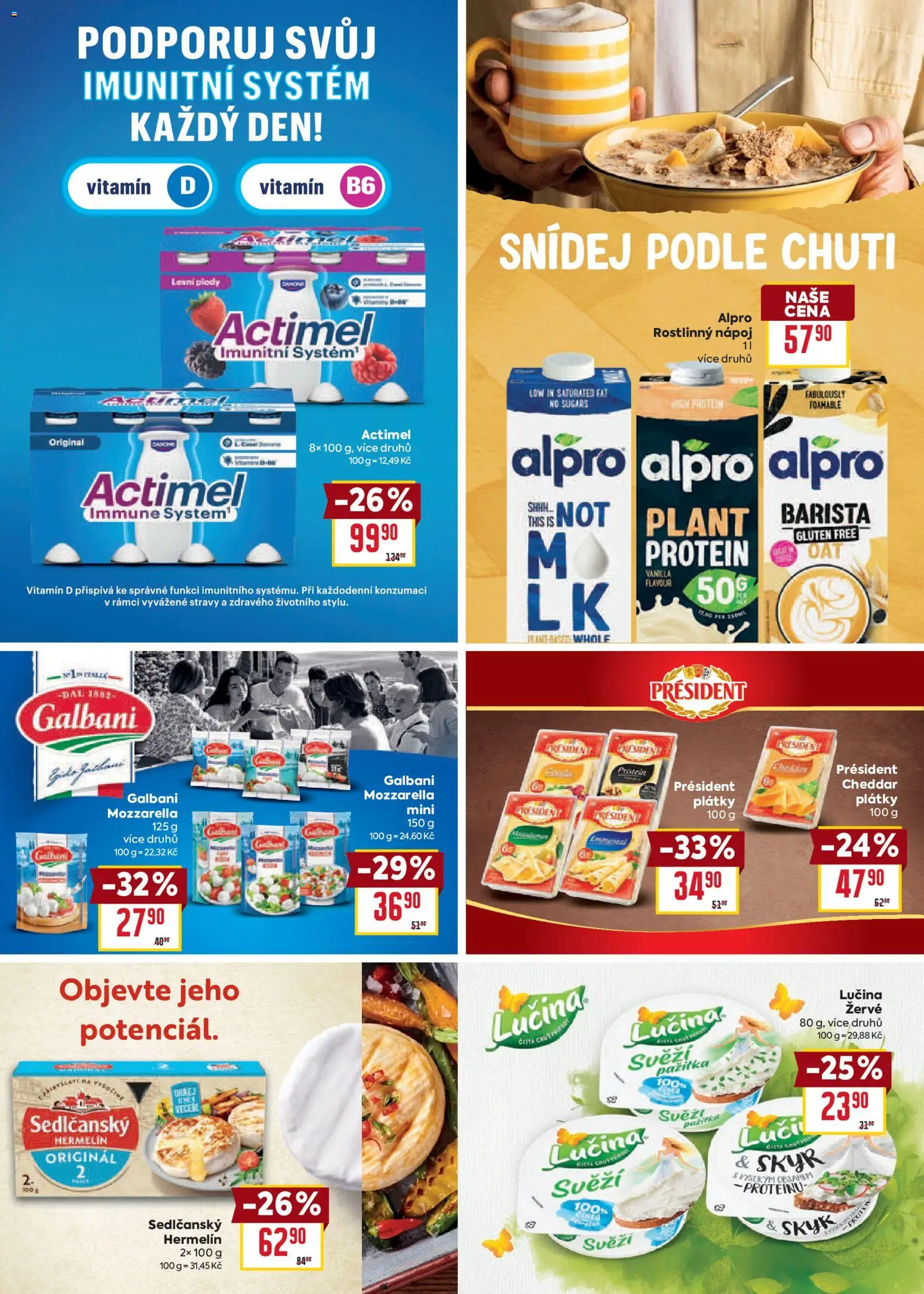 Billa leták - Vaše oblíbené značky od 12.08.2026 | Strana: 8 | Produkty: Skyr, Lesní plody, Protein, Cheddar
