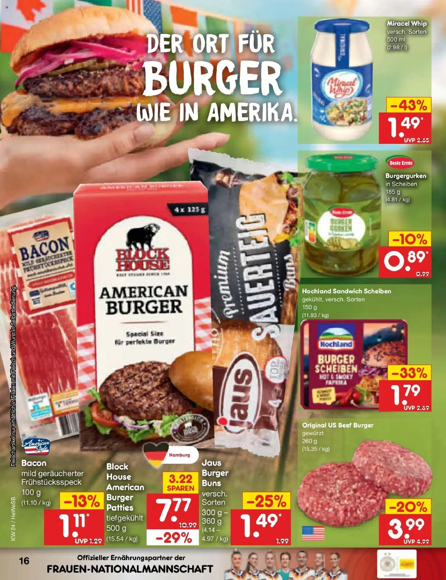 Netto Marken-Discount Prospekt Hamburg – gültig ab 08.06.2026 | Seite: 26 | Produkte: Burger, Miracel whip, Wurst, Fleisch
