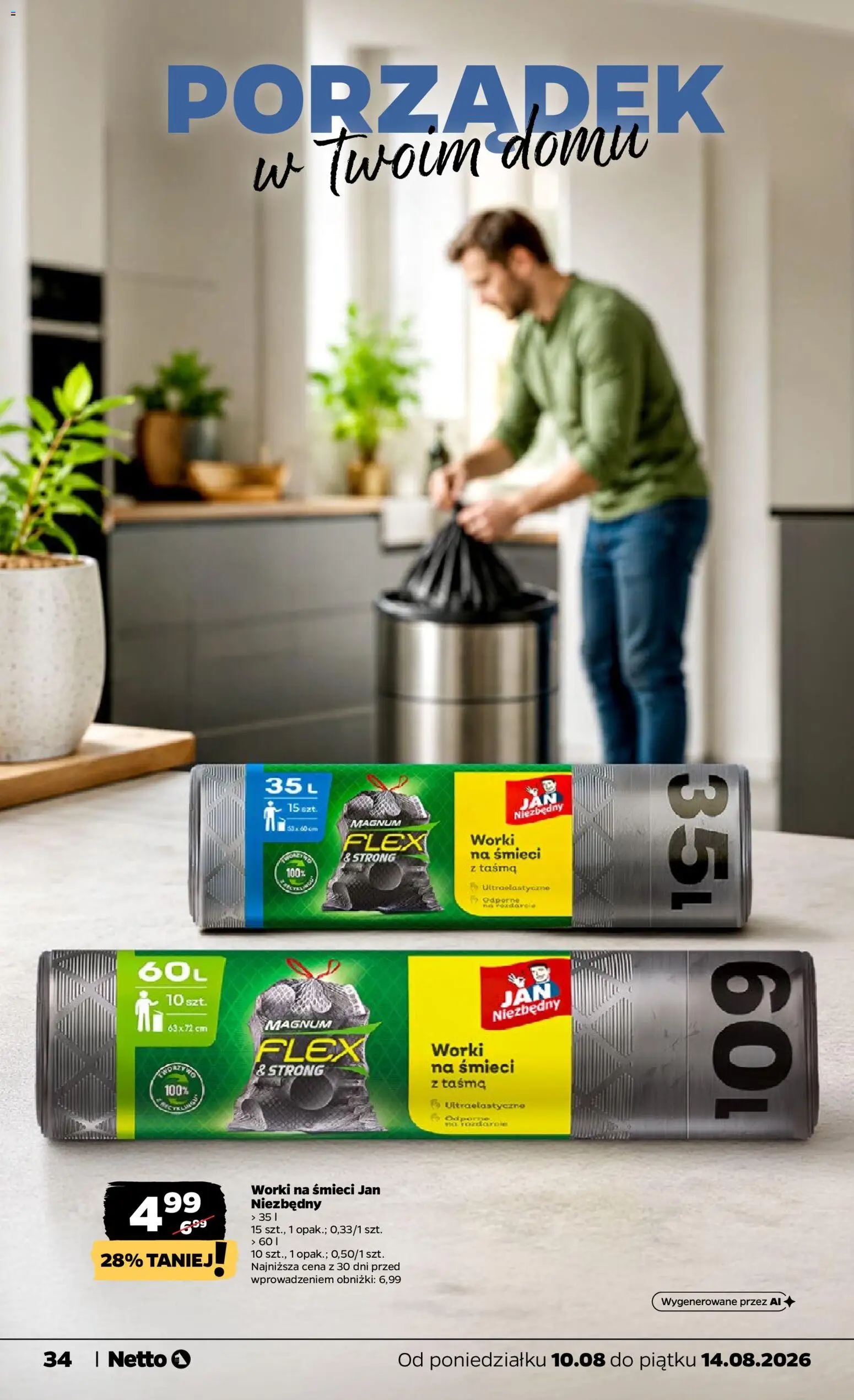 Netto gazetka od poniedziałku od 10.08.2026 | Strona: 34 | Produkty: Worki na śmieci, Magnum
