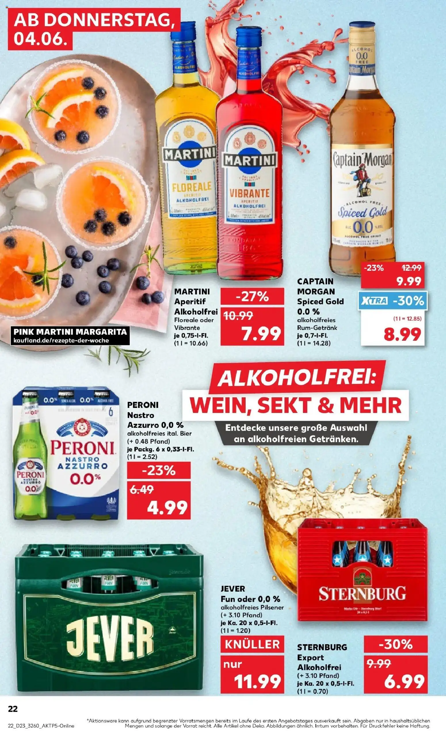 Kaufland Prospekt Meerane – gültig ab 04.06.2026 | Seite: 22 | Produkte: Bier, Sekt, Rum, Captain morgan