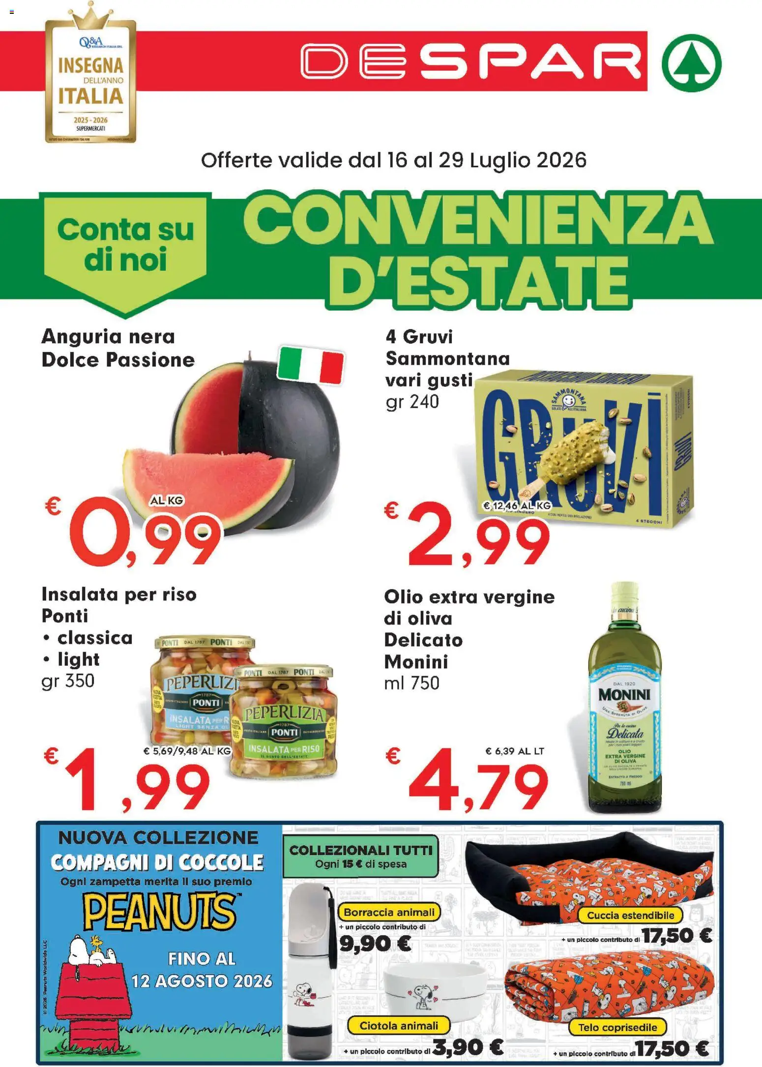 Volantino Despar del 16/07/2026 | Pagina: 1 | Prodotti: Riso, Insalata, Olio extra vergine, Borraccia