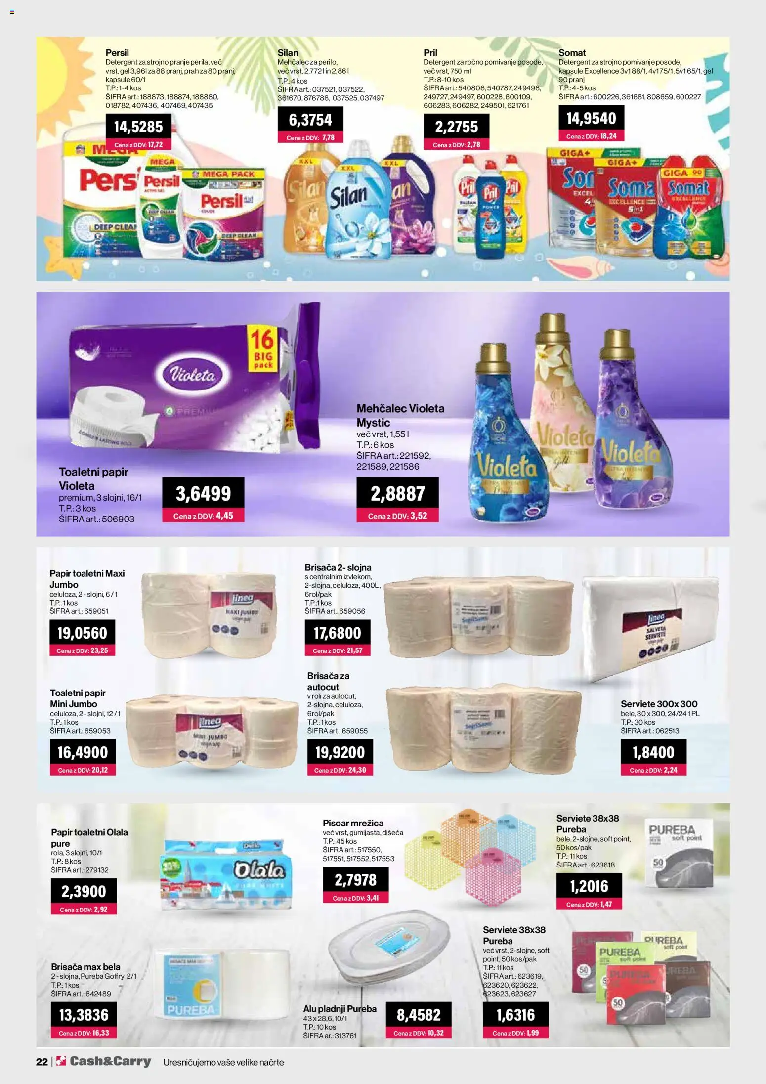 Novi Mercator katalog ponudbe – veljaven od 01.06.2026 | Stran: 22 | Izdelki: Toaletni papir, Brisača, Kos, Detergent