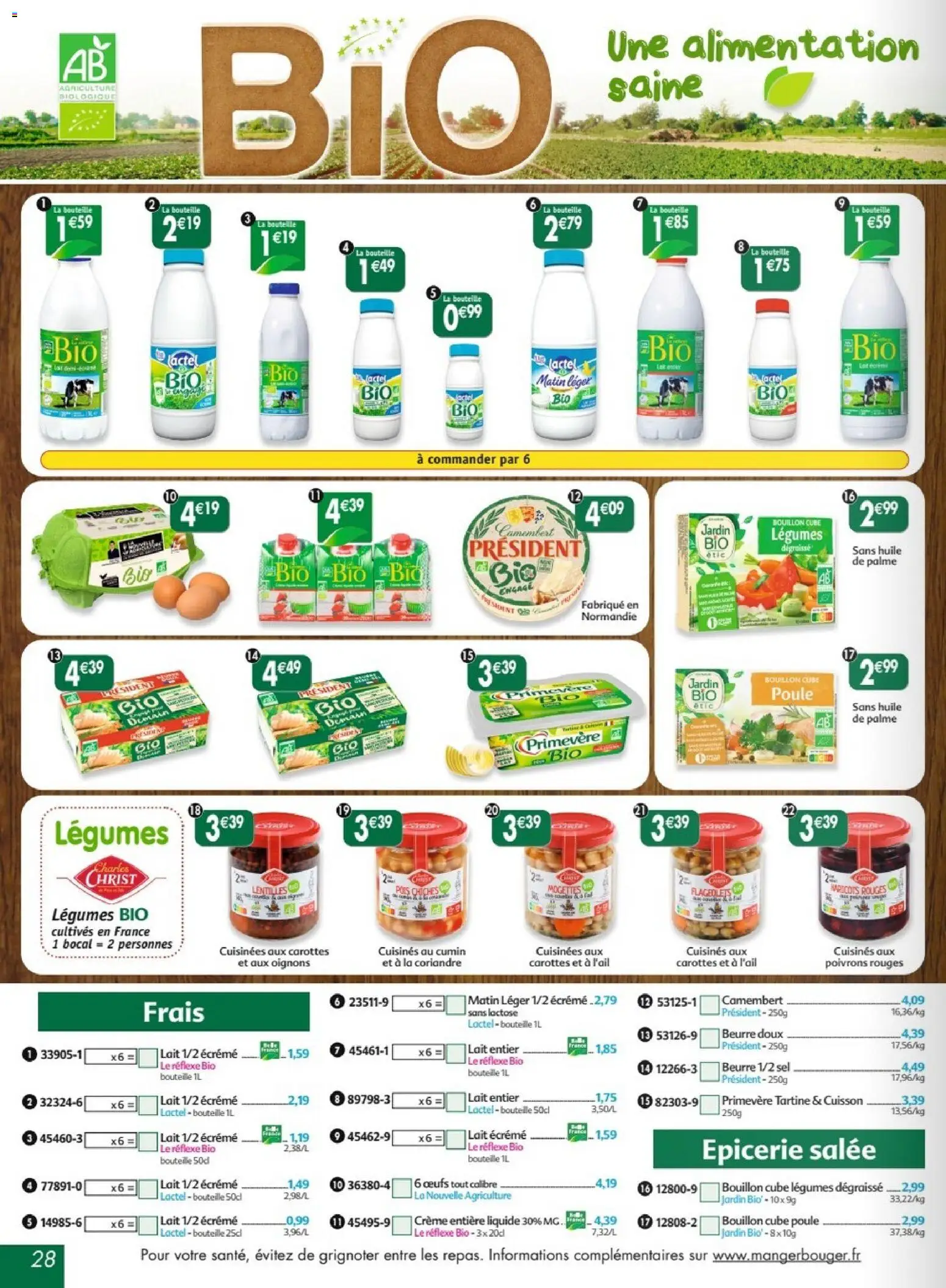 {H1} | Page: 28 | Produits: Sel, Cumin, Pois chiches, Beurre doux