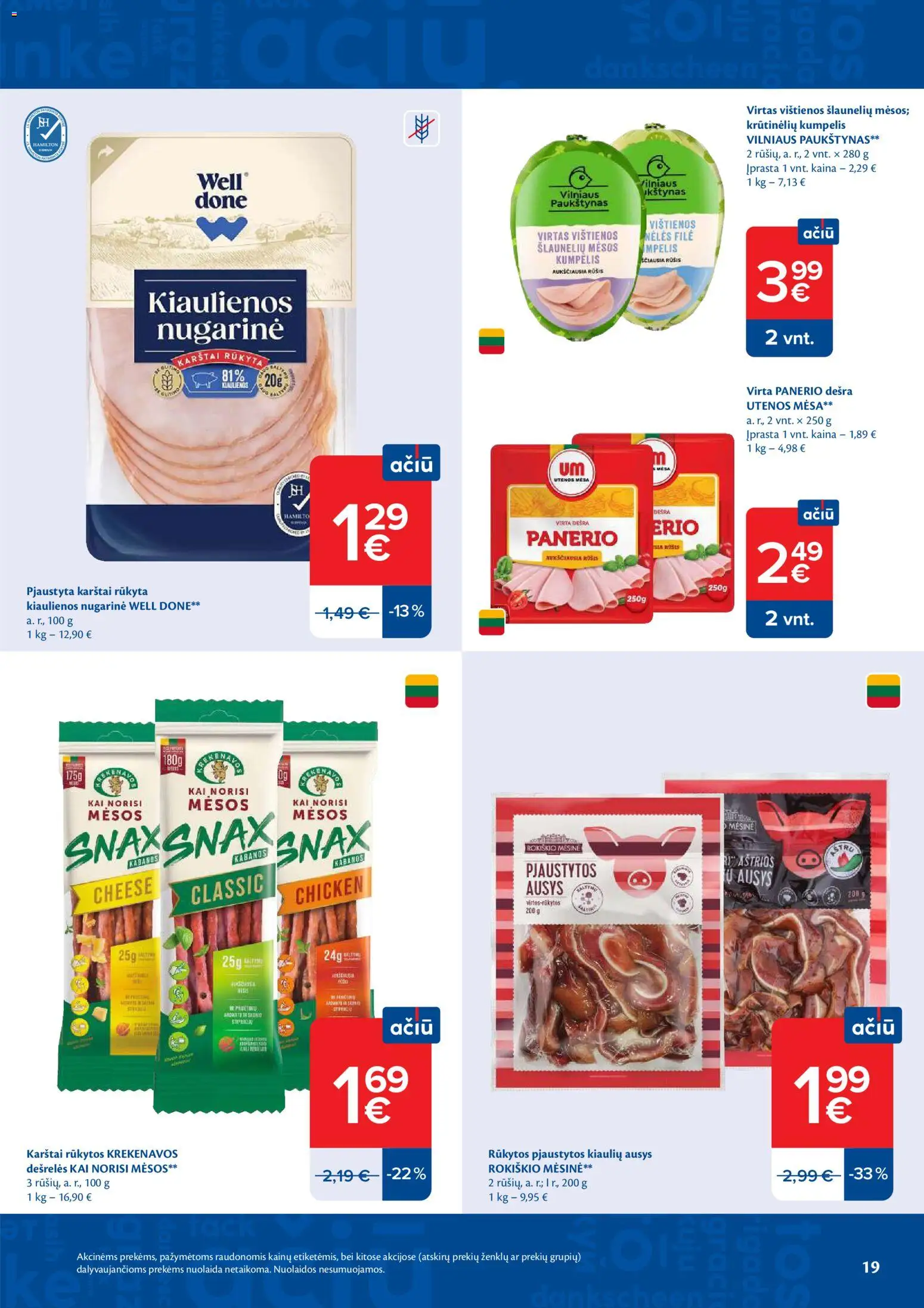MAXIMA akcijos nuo 2026.09.08 | Puslapis: 19 | Prekių: Vištienos, Kiaulienos, Dešrelės, Dešra