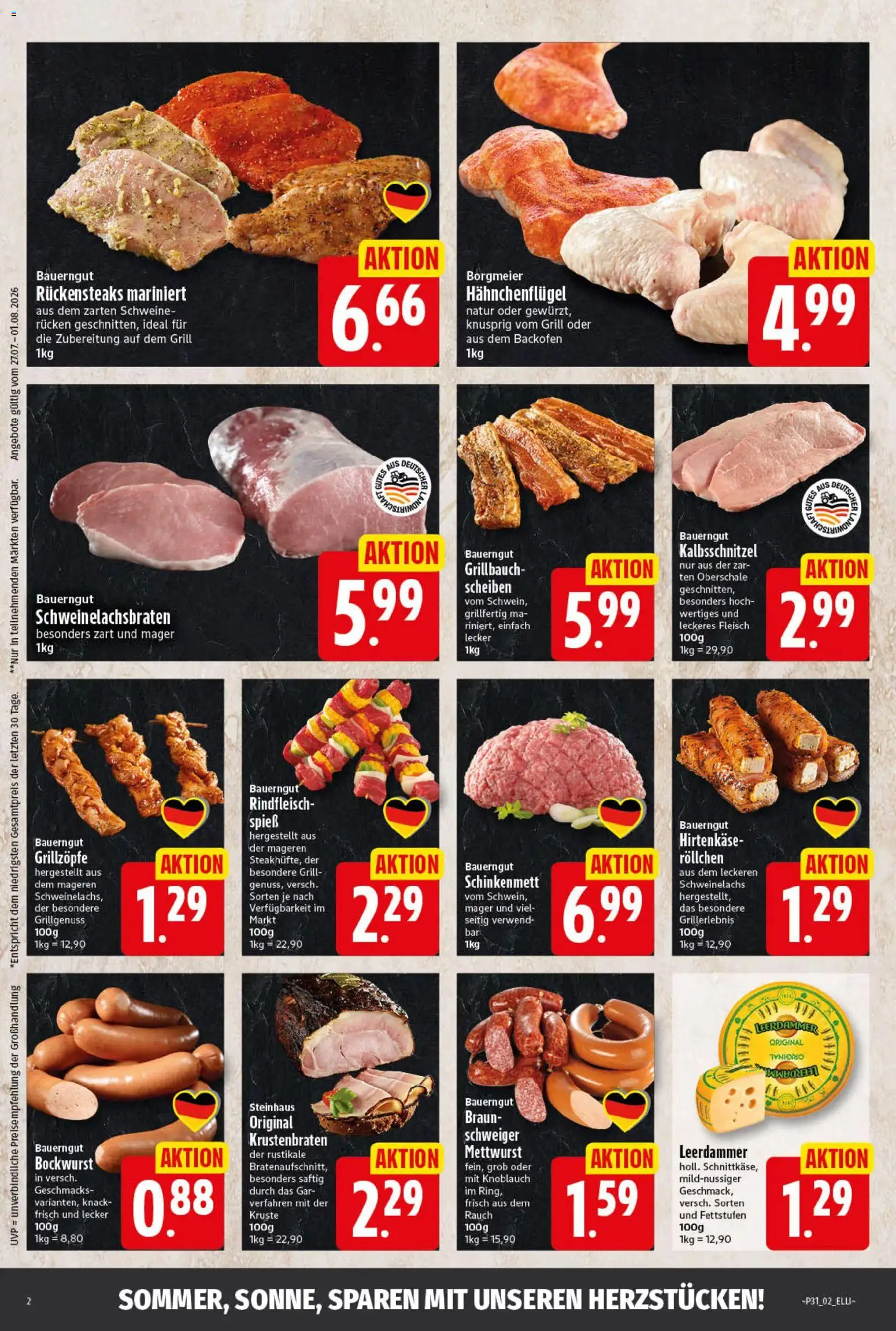 Elli Markt Prospekt Langenberg – gültig ab 27.07.2026 | Seite: 2 | Produkte: Bockwurst, Grill, Knoblauch, Fleisch