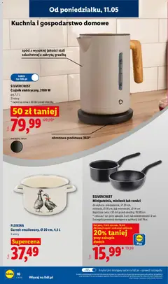 Pogląd oferty "SILVERCREST Czajnik elektryczny, 3100 W, Czajnik elektryczny, 3100 W, poj. 1,7 L, 2 kolory, spód z wysokiej jakości stali szlachetnej z zakrytą grzałką, obrotowa podstawa 360°" - ważna od 11.05.2026 | Strona: 12