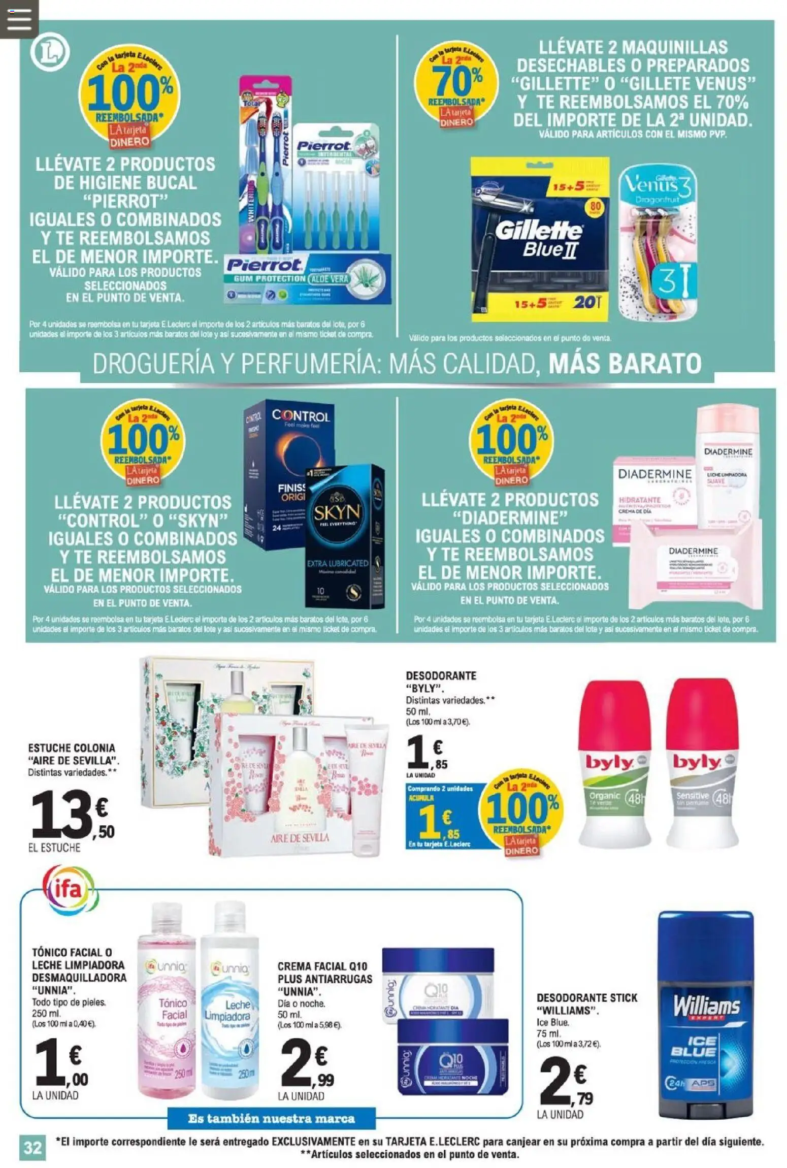 E.Leclerc Miranda de Ebro │ válido desde el 12/08/2026 | Página: 32 | Productos: Colonia, Té verde, Té, Crema de día