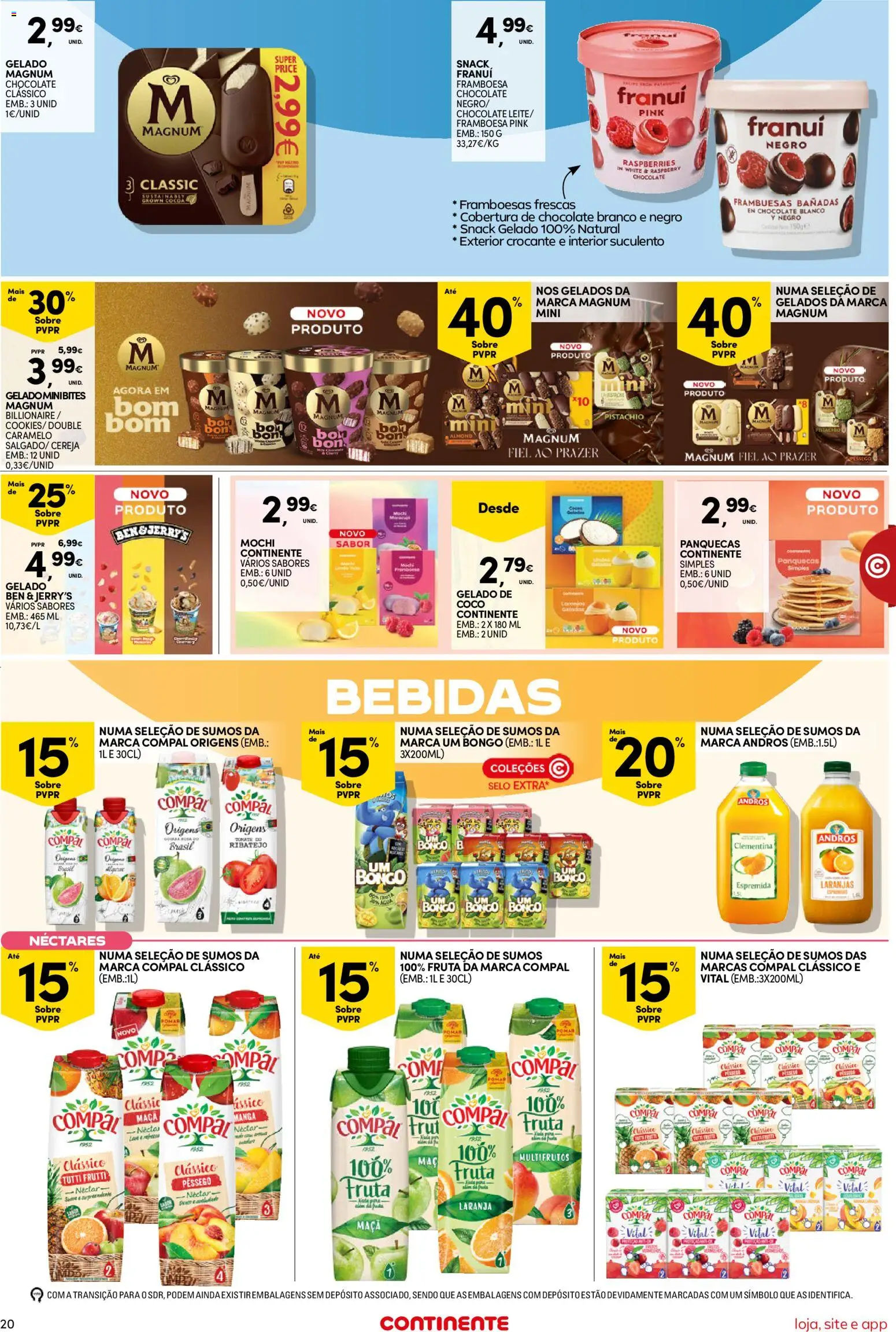 Continente Semanal Continente Bom Dia │ válido de 14/07/2026 | Página: 20 | Produtos: Framboesas, Gelado, Chocolate, Laranjas