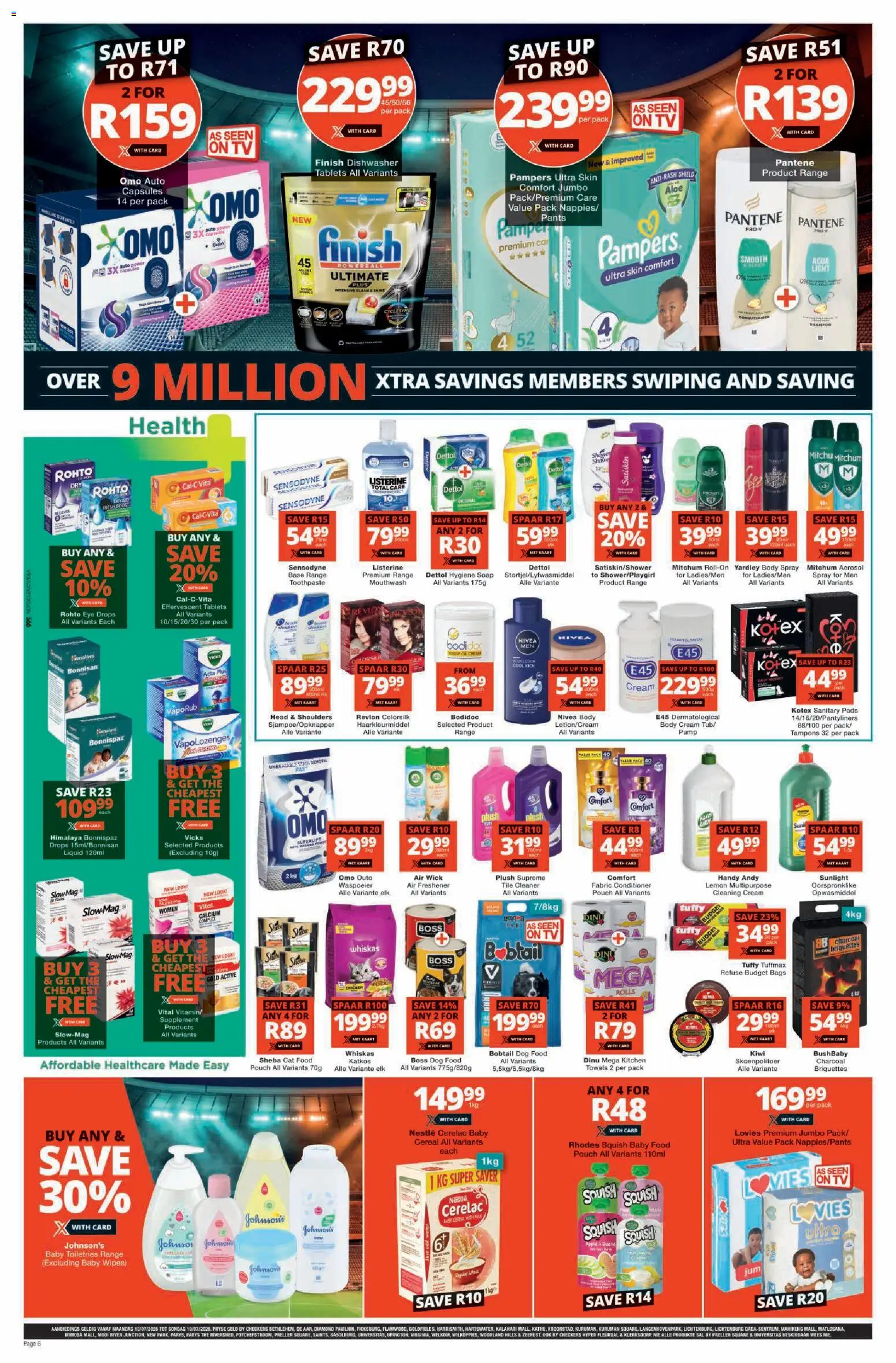 New Checkers catalogue – valid from 13/07/2026 | Page: 6 | Products: TV, Body spray, Mouthwash, Cat food