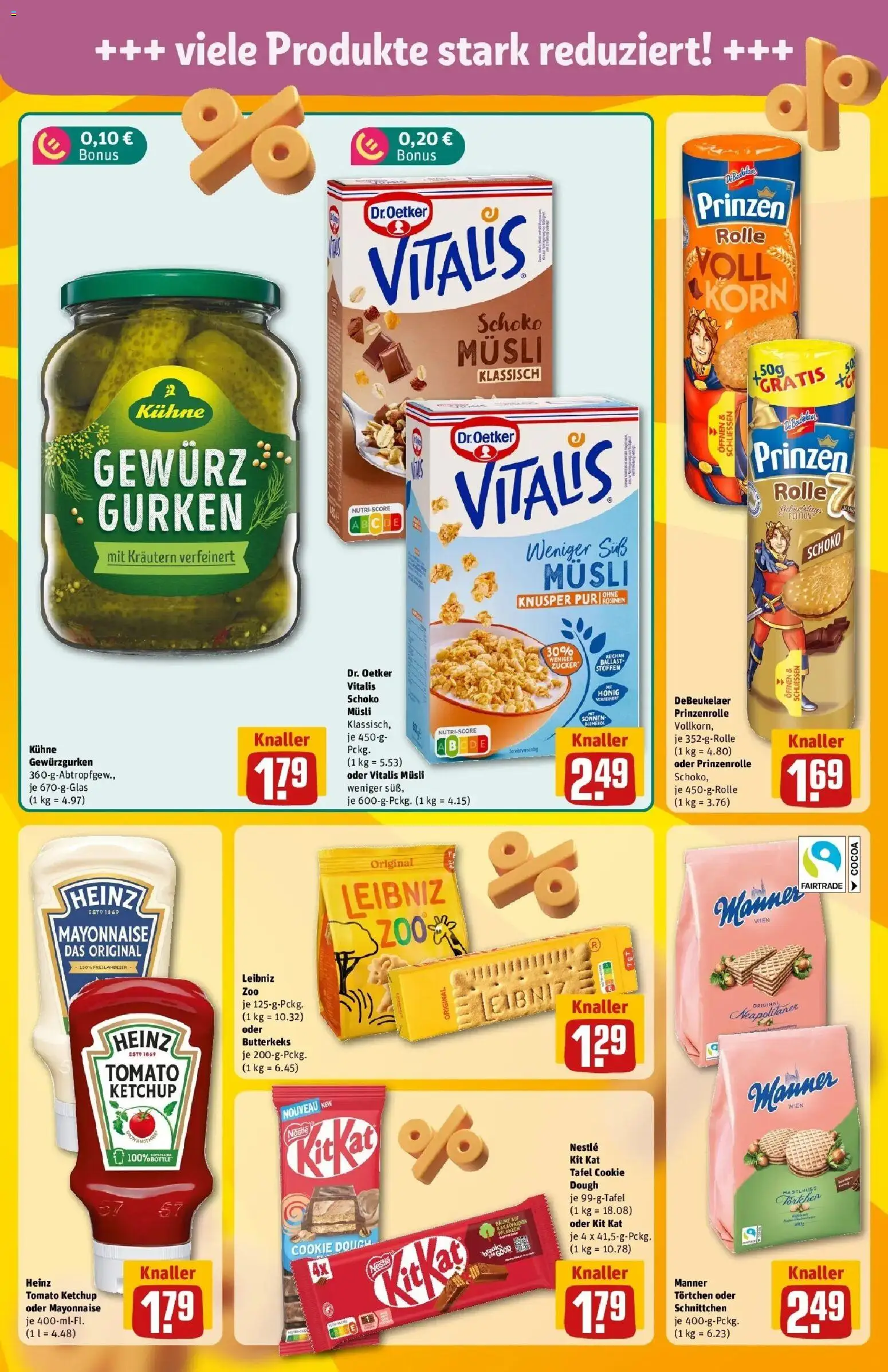 REWE Prospekt ab 12.10.2026 zum Blättern » Angebote | Seite: 21 | Produkte: Musli, Mayonnaise, Ketchup, Gurken