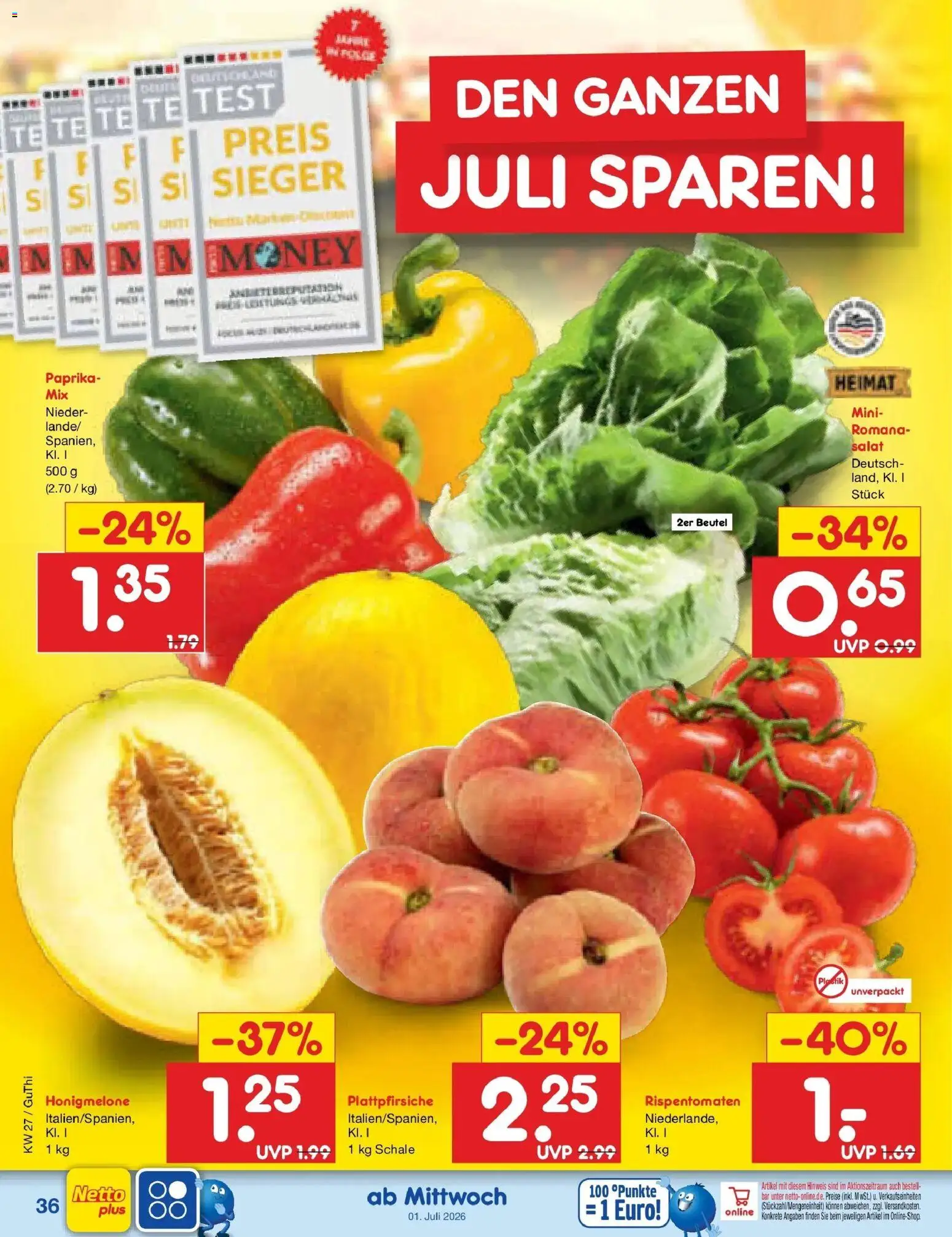 Netto Marken-Discount Prospekt Machern – gültig ab 29.06.2026 | Seite: 54 | Produkte: Honigmelone, Paprika, Salat
