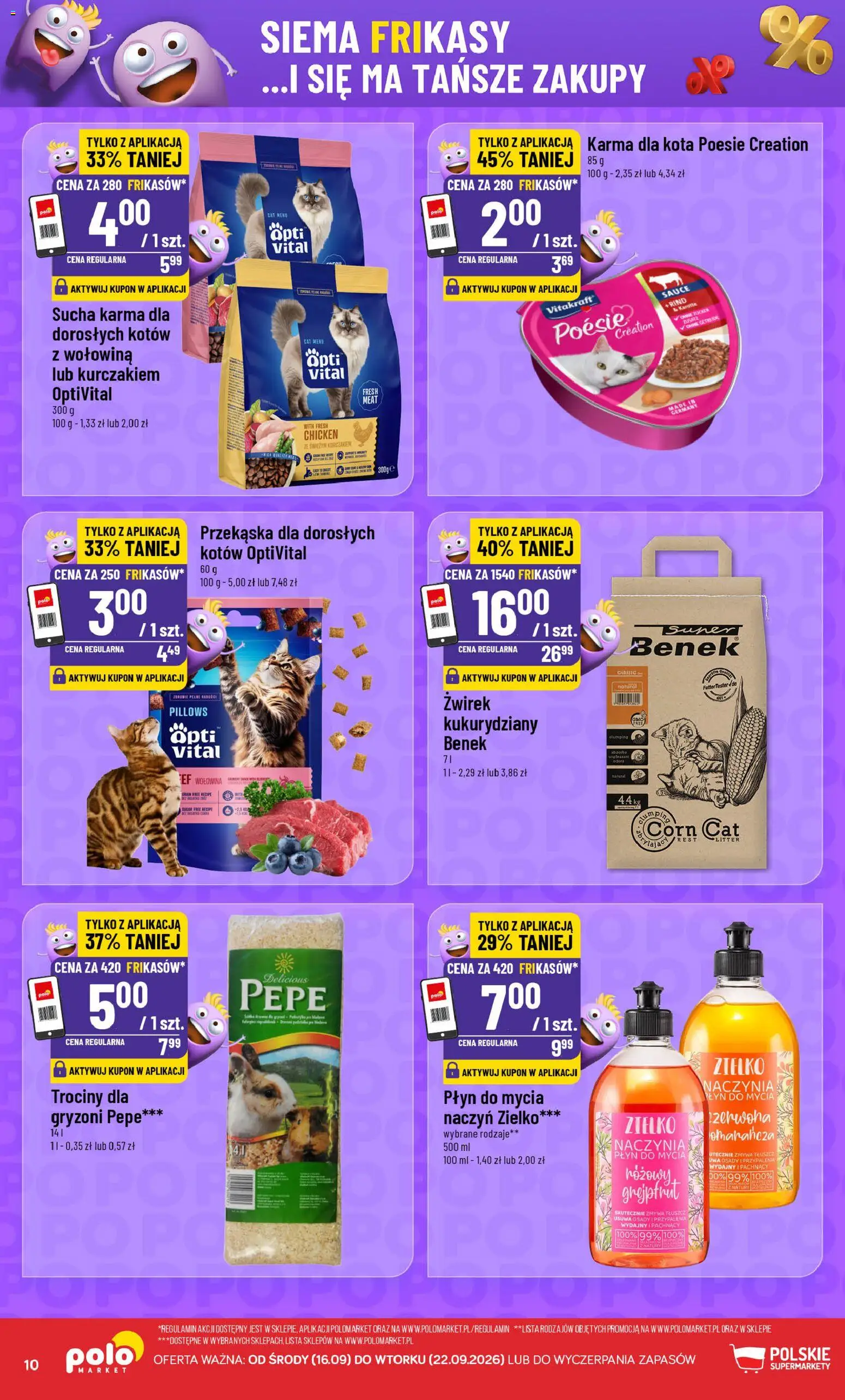 POLOmarket gazetka - Frikasowe Hity od 16.09.2026 | Strona: 10 | Produkty: Naczynia, Karma dla kota, Wołowina, Karma
