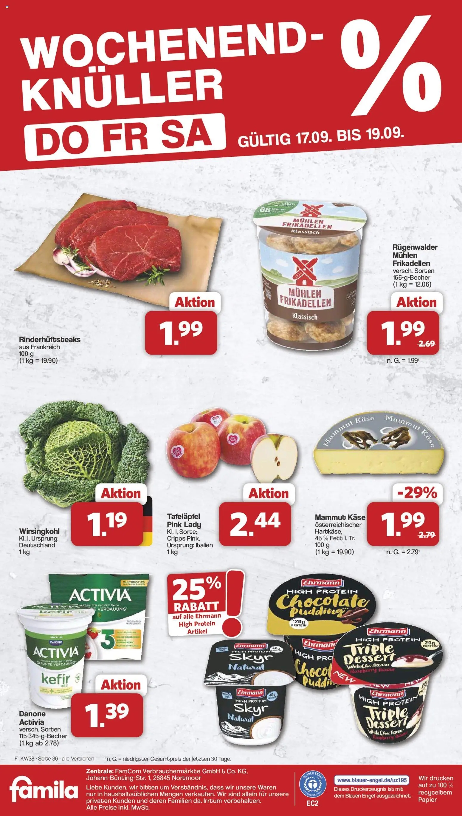 Famila Nordwest Prospekt – gültig ab 14.09.2026 | Seite: 40 | Produkte: Activia, Kefir, Käse, Pudding
