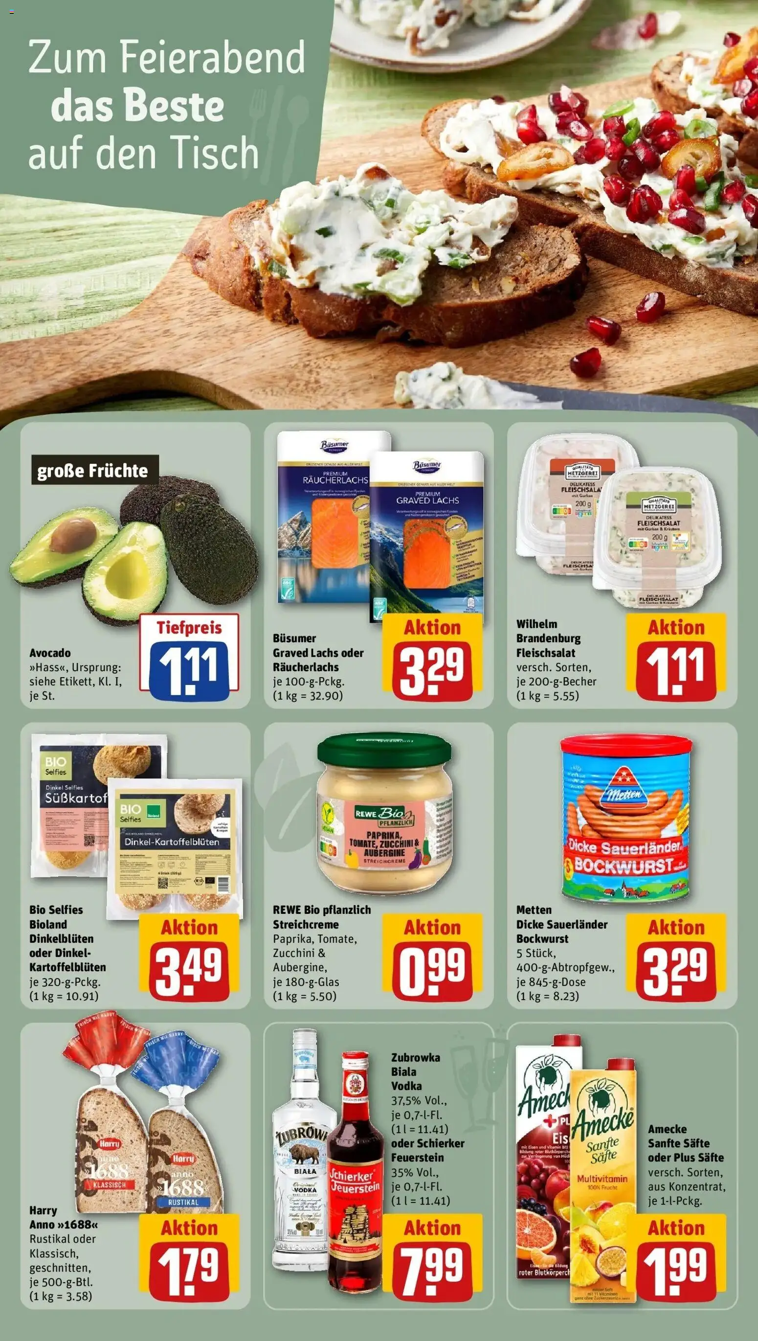 REWE Prospekt ab 28.09.2026 zum Blättern » Angebote | Seite: 26 | Produkte: Tisch, Avocado, Lachs, Zucchini