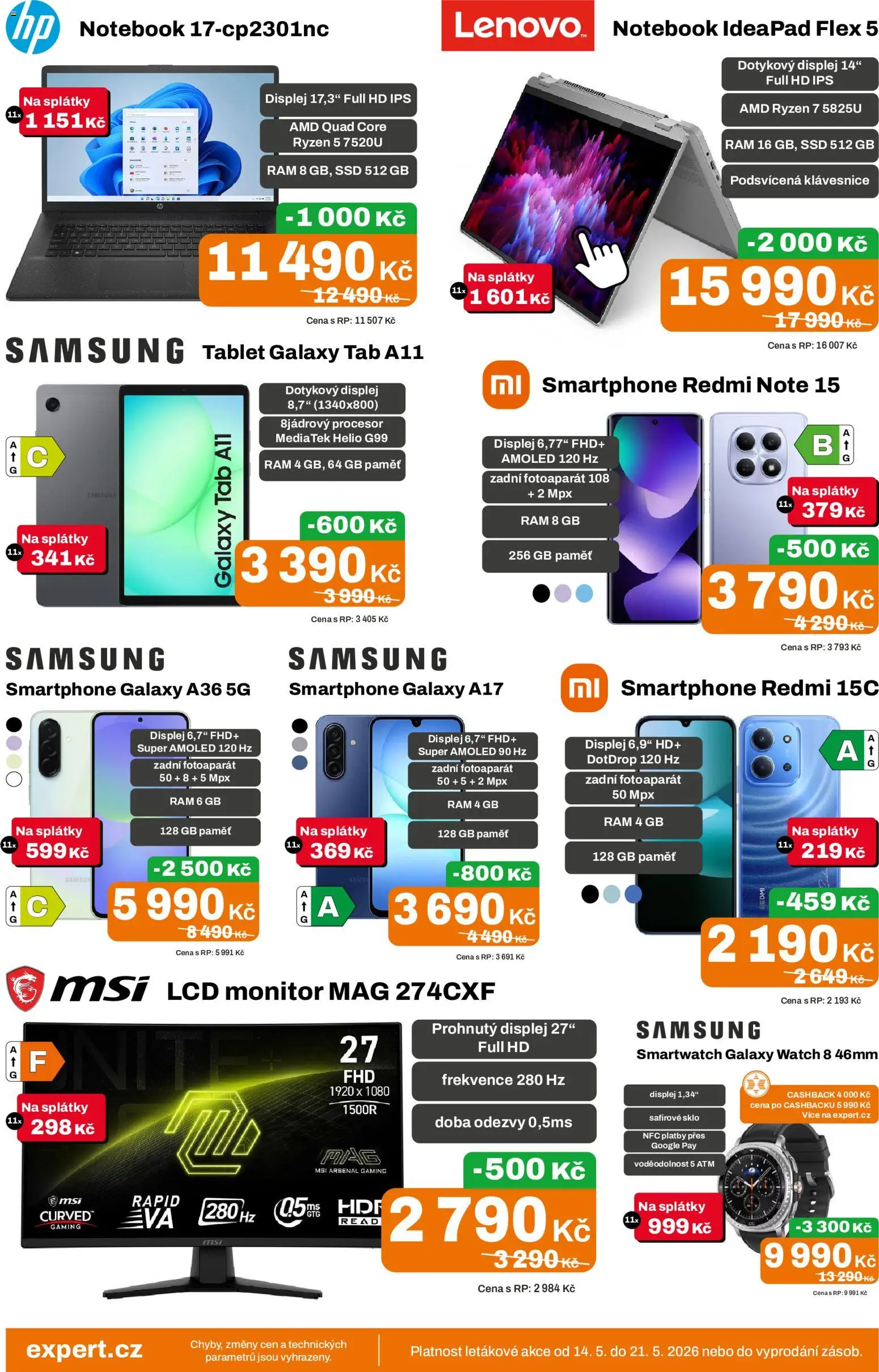 Expert elektro leták od 14.05.2026 | Strana: 3 | Produkty: Notebook, Klávesnice, Fotoaparát, Samsung