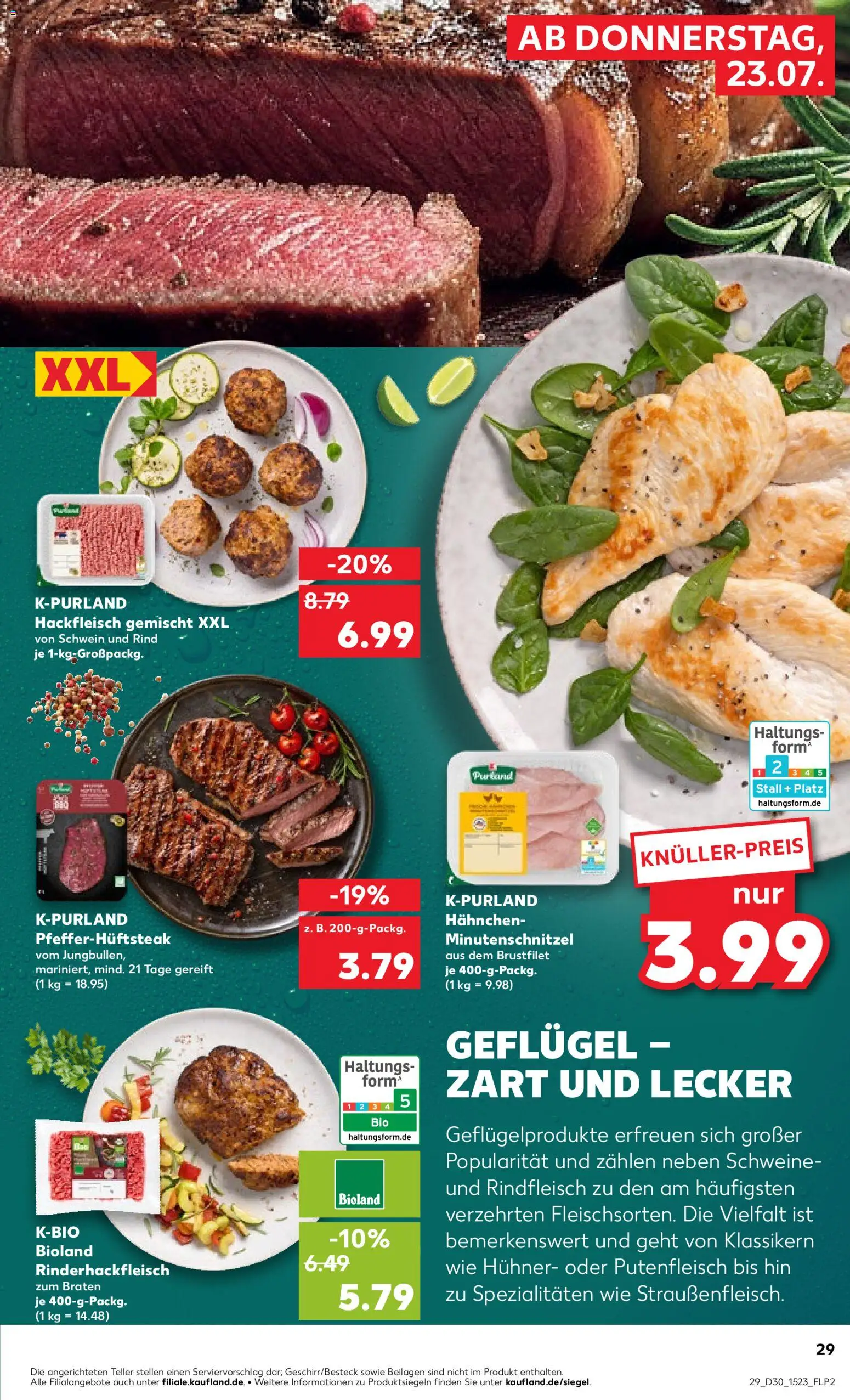 Kaufland Prospekt Leipzig – gültig ab 23.07.2026 | Seite: 29 | Produkte: Hahnchen, Rindfleisch, Hackfleisch